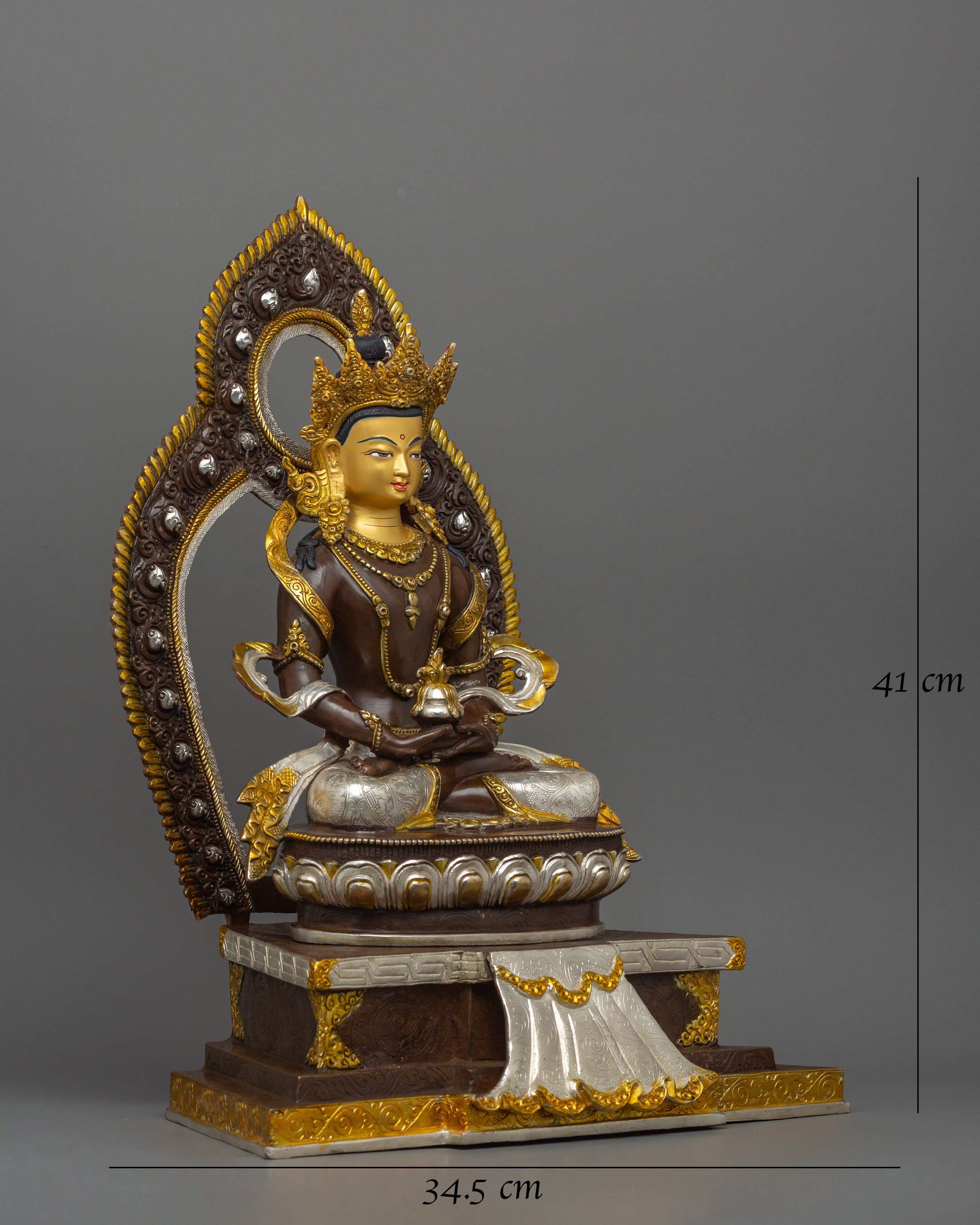 16.1 Inches Silver Plated Amitayus