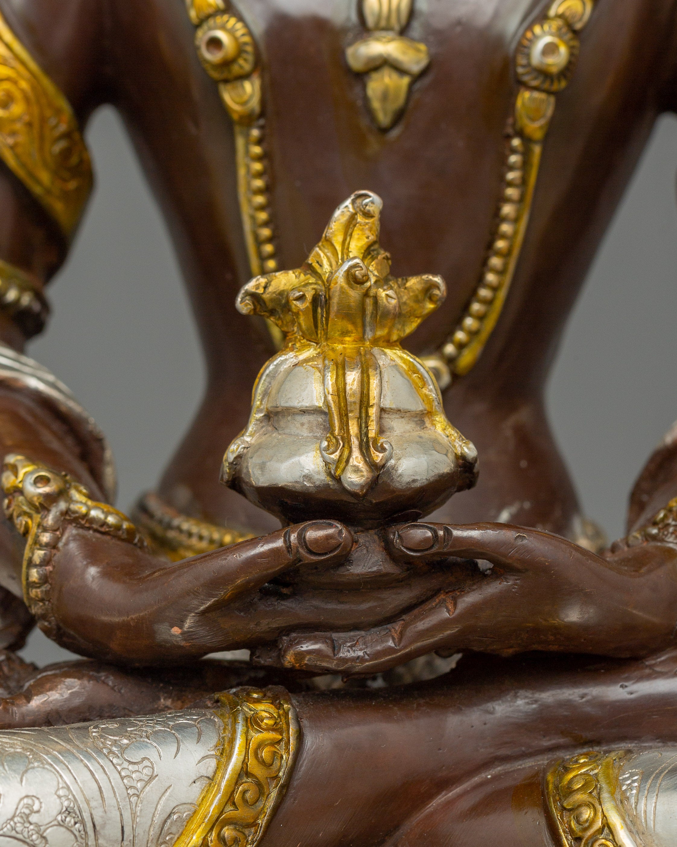 16.1 Inches Silver Plated Amitayus Statue | The Buddha of Infinite Life