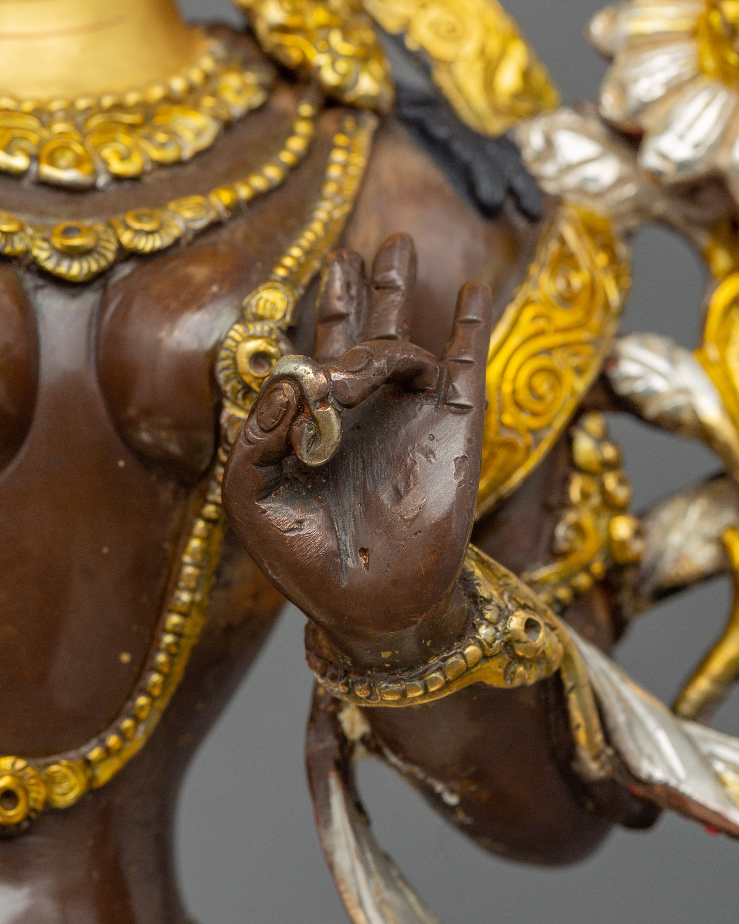 Silver Plated Green Tara Sculpture | Beautiful Halo Statue