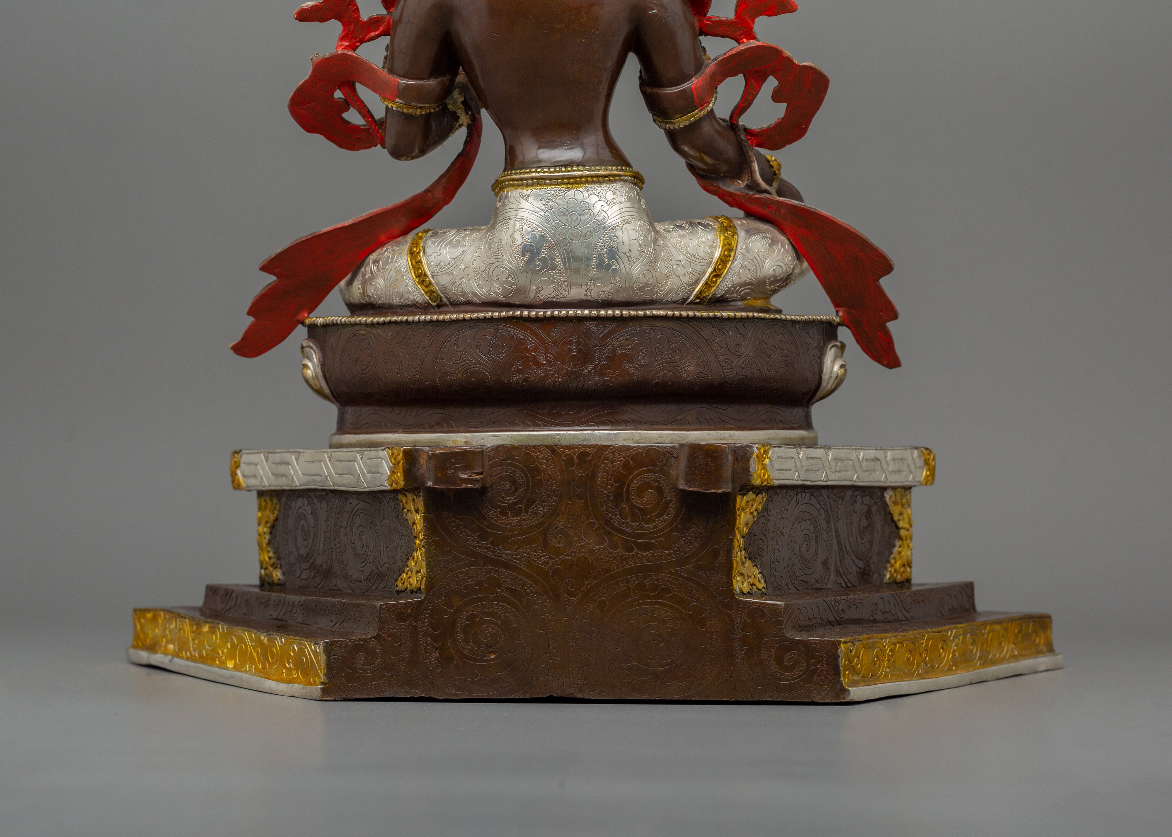 Silver Plated Green Tara Sculpture | Beautiful Halo Statue