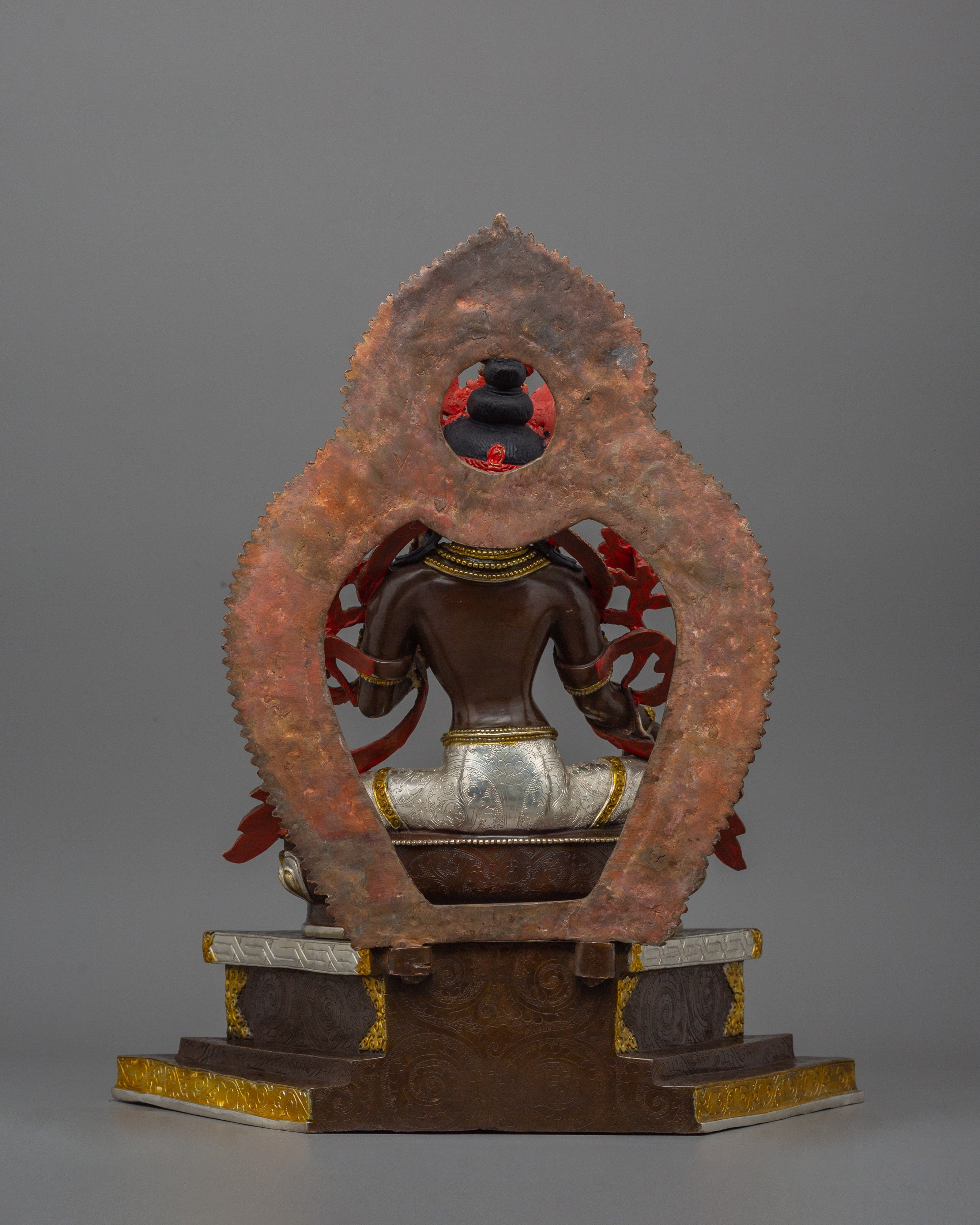 Silver Plated Green Tara Sculpture | Beautiful Halo Statue