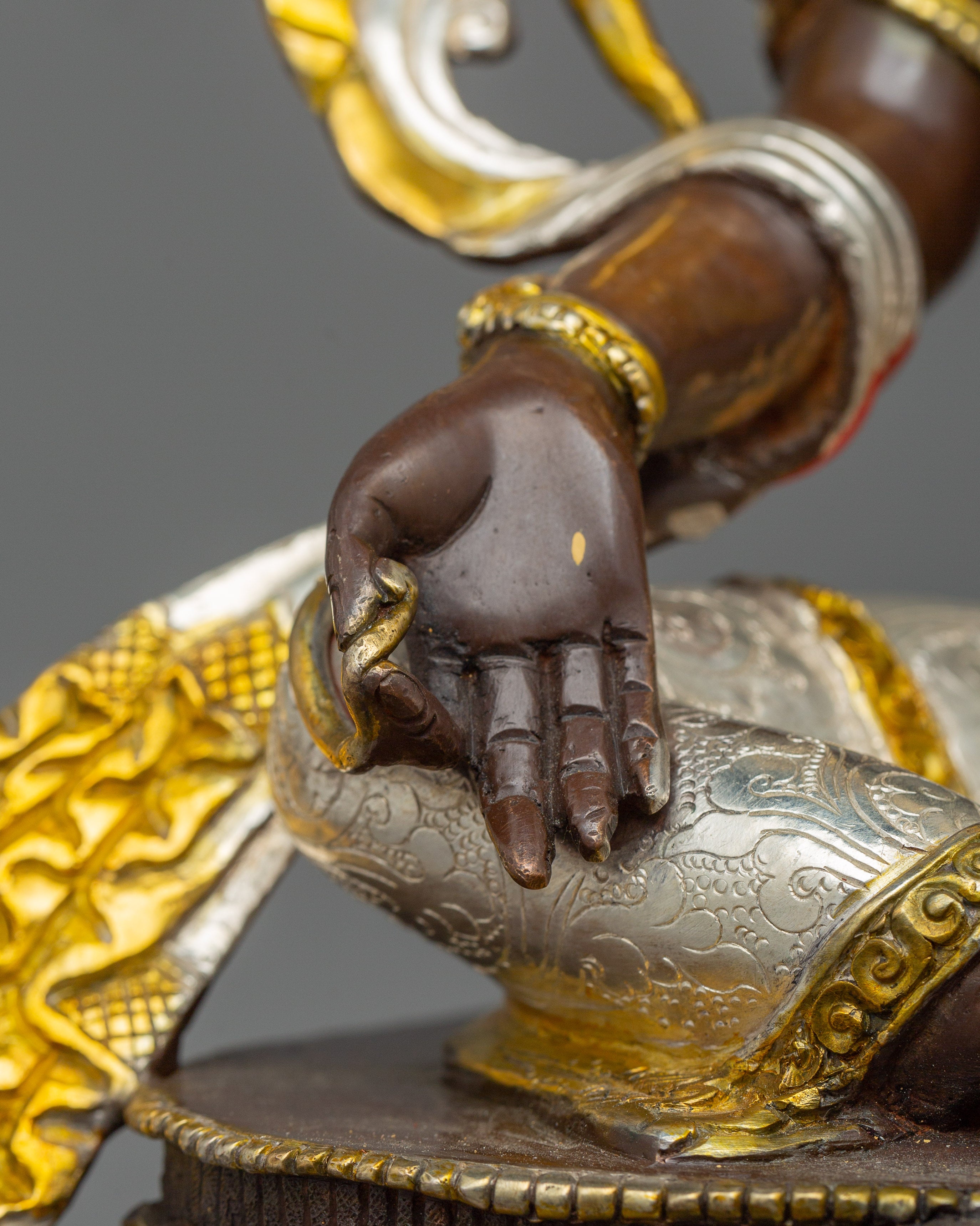 Silver Plated Green Tara Sculpture | Beautiful Halo Statue