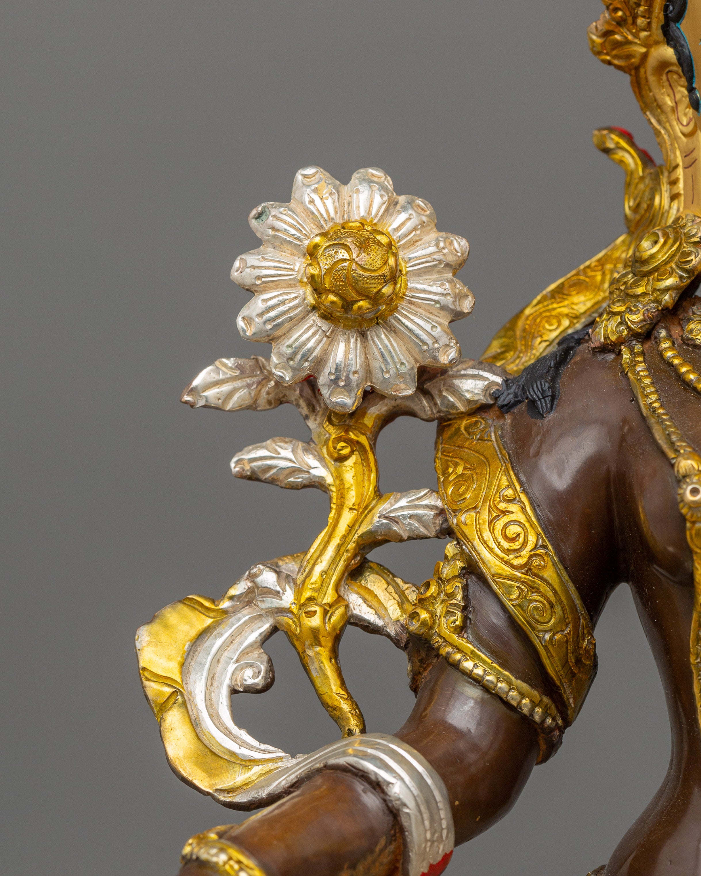 Silver Plated Green Tara Sculpture | Beautiful Halo Statue