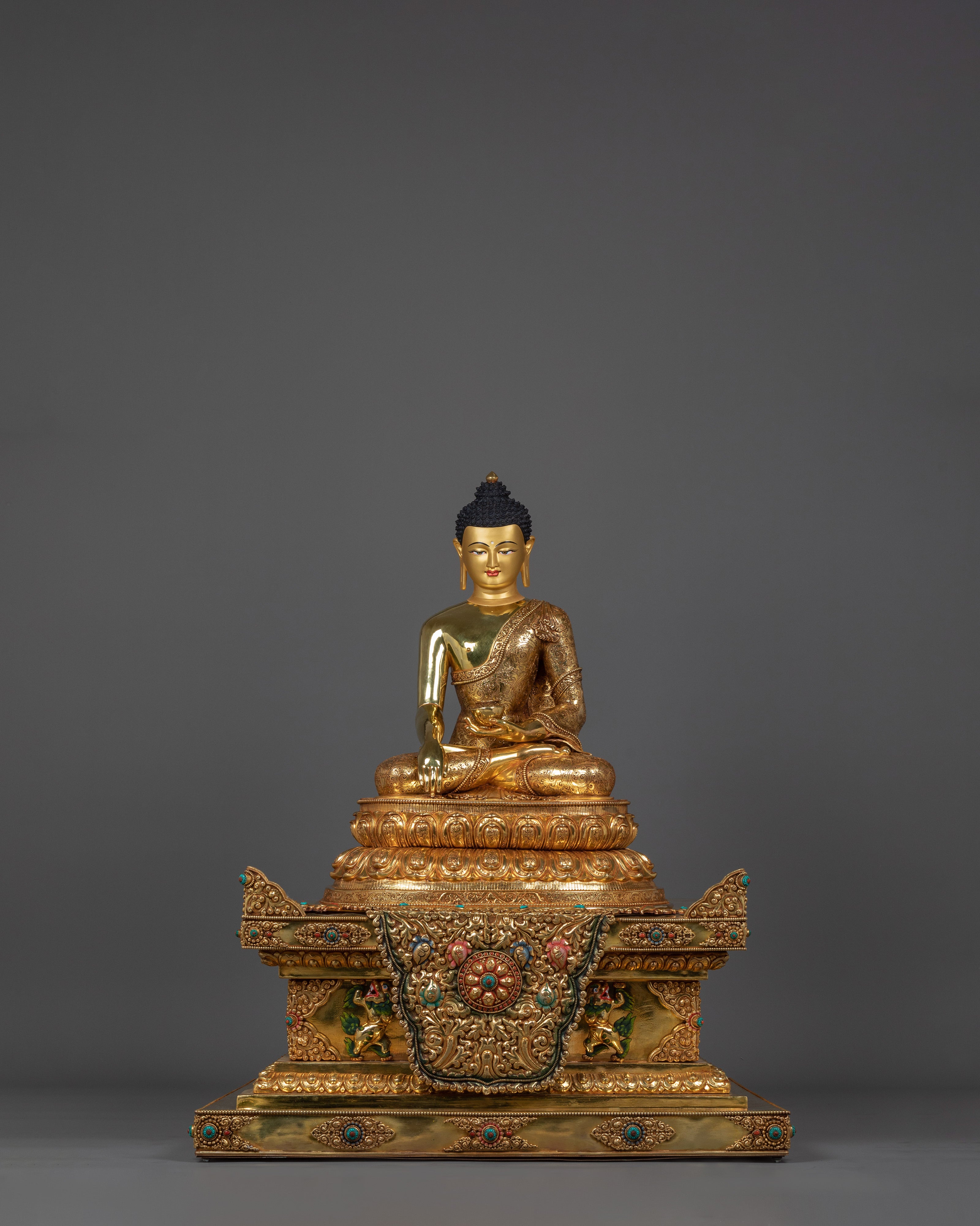 Big Shakyamuni Buddha Statue with Beautiful Throne | Known as Historical First Buddha