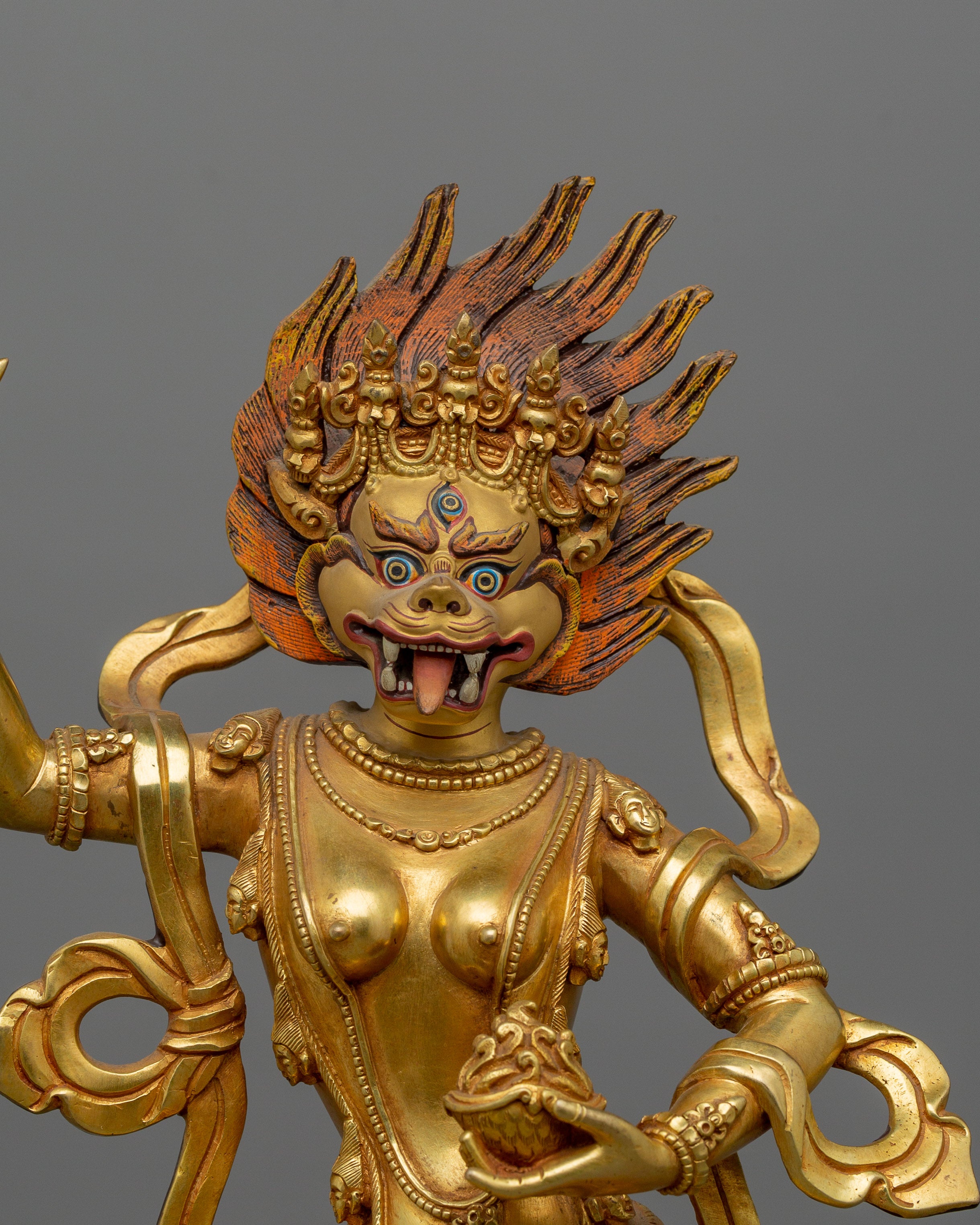 Himalayan Statue of Lion-Faced Dakini Simhamukha | The Fierce Wisdom Dakini