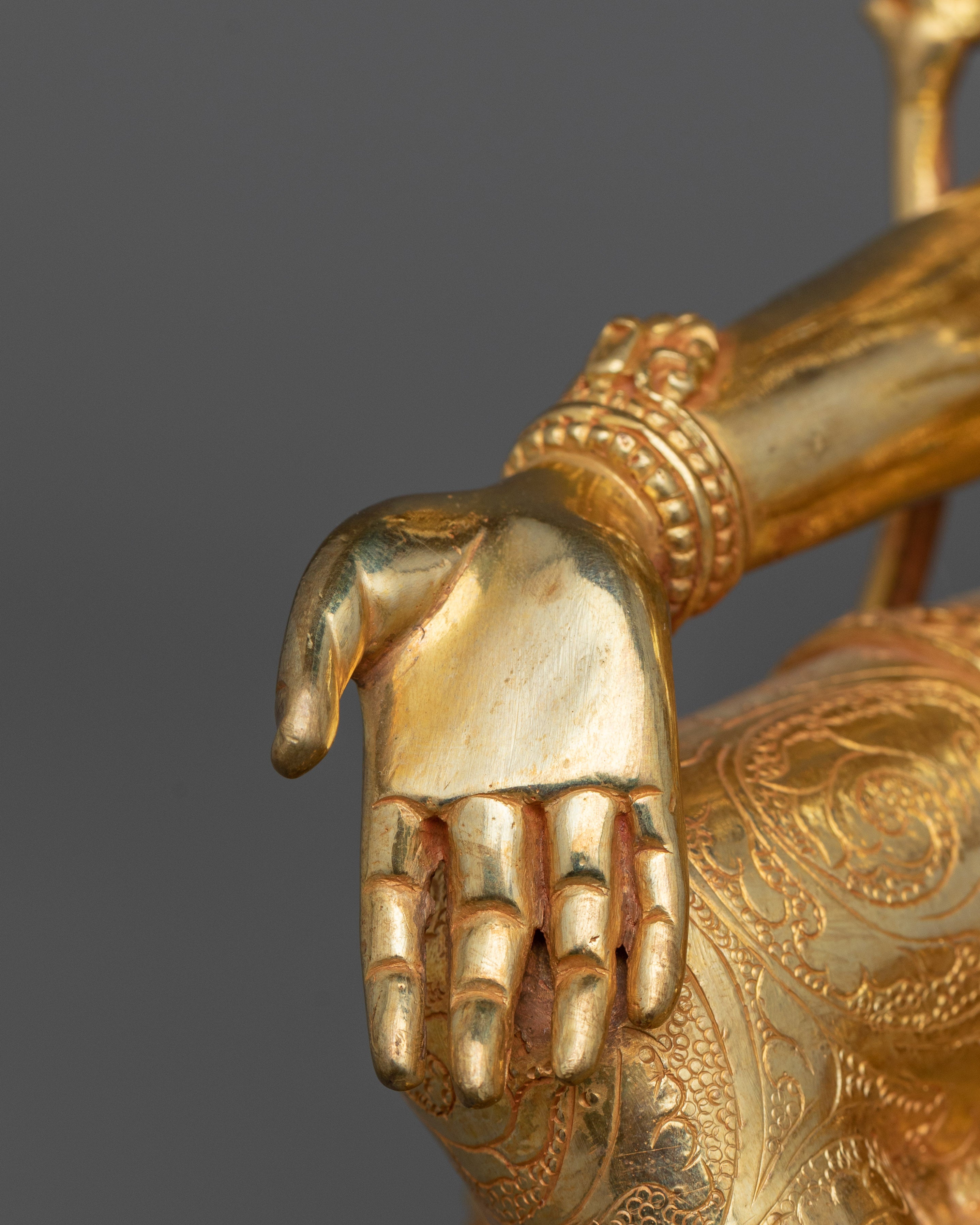 Guardian of The World Green Tara Statue | 24K Gold Gilded Sculpture