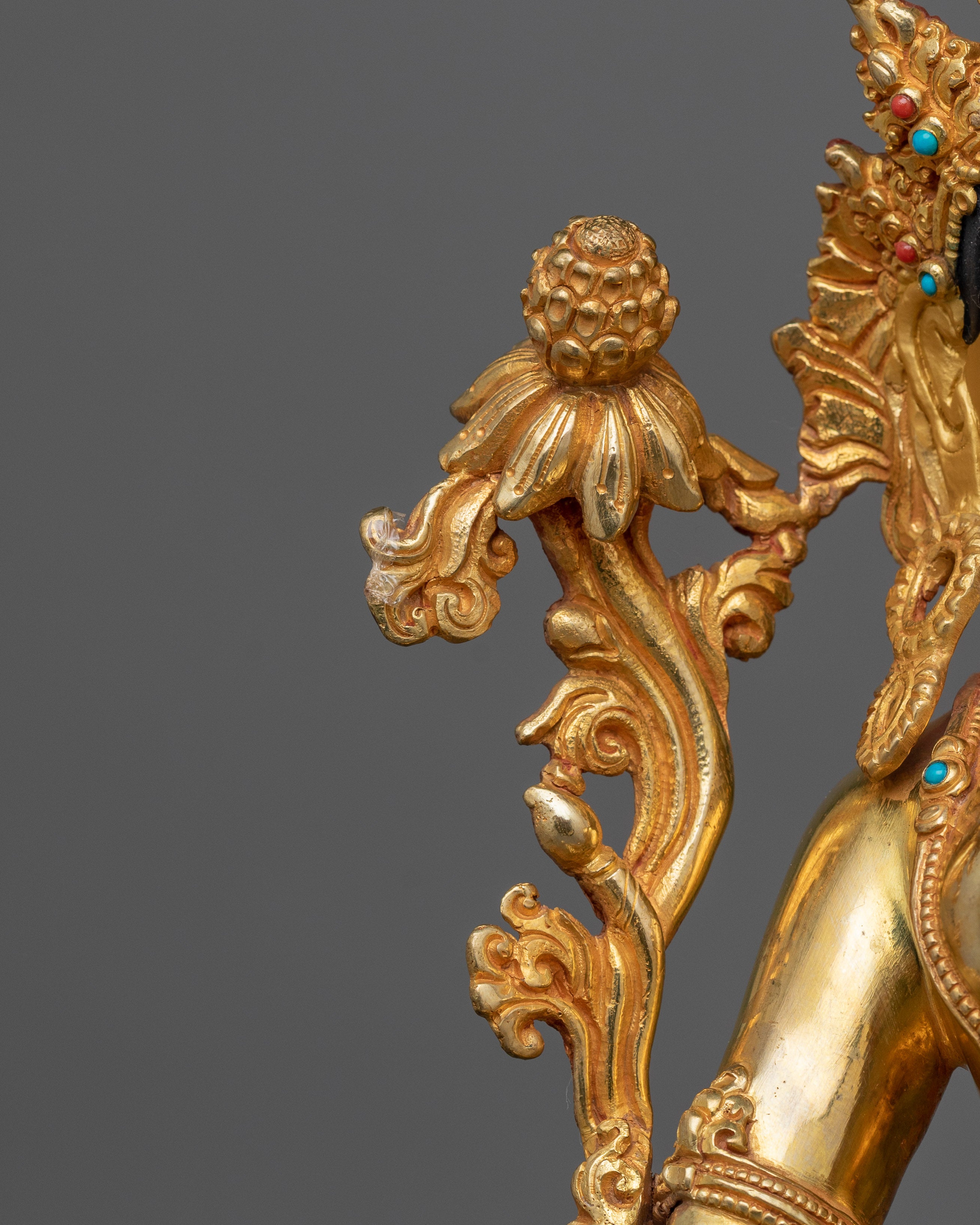 Guardian of The World Green Tara Statue | 24K Gold Gilded Sculpture