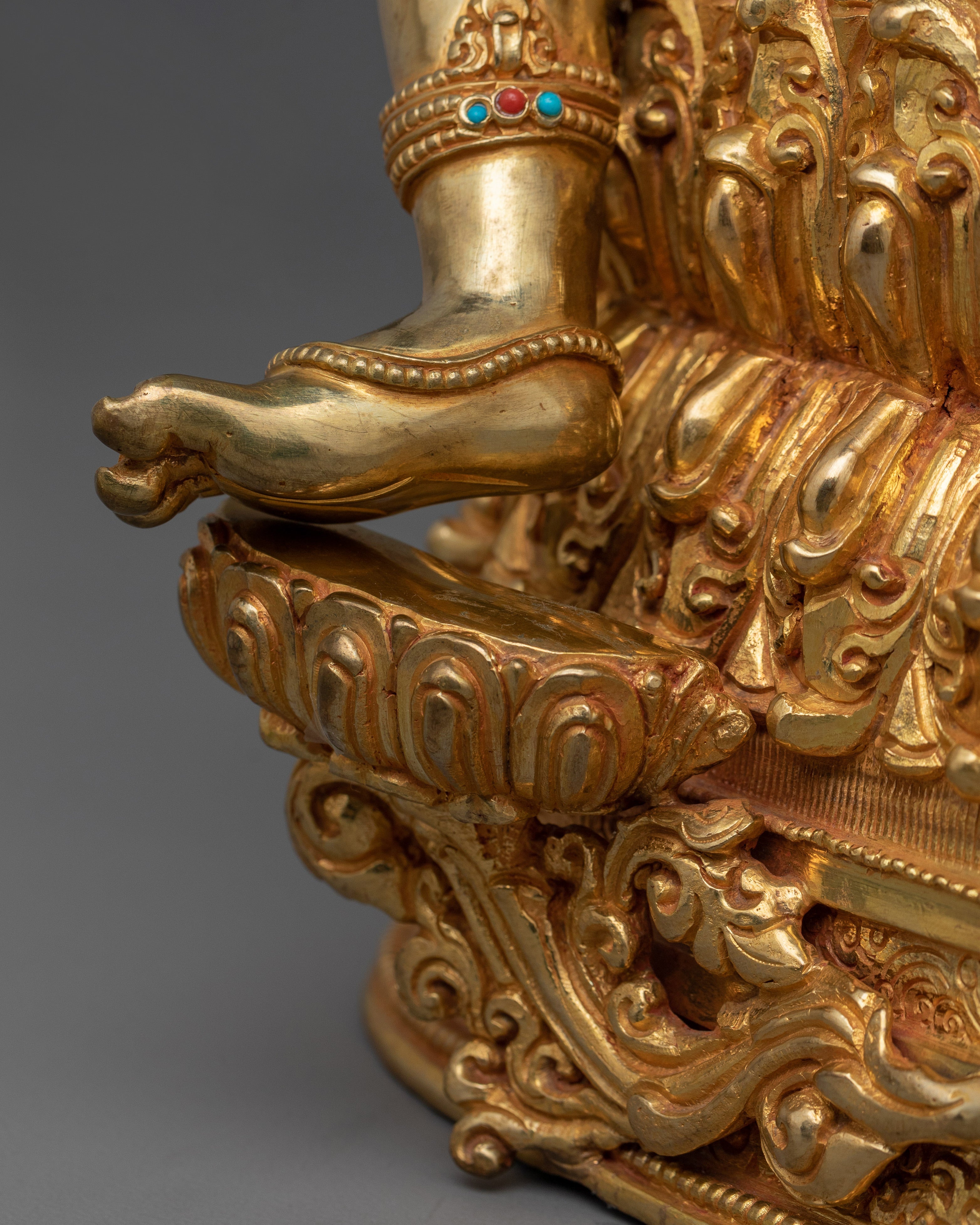 Guardian of The World Green Tara Statue | 24K Gold Gilded Sculpture