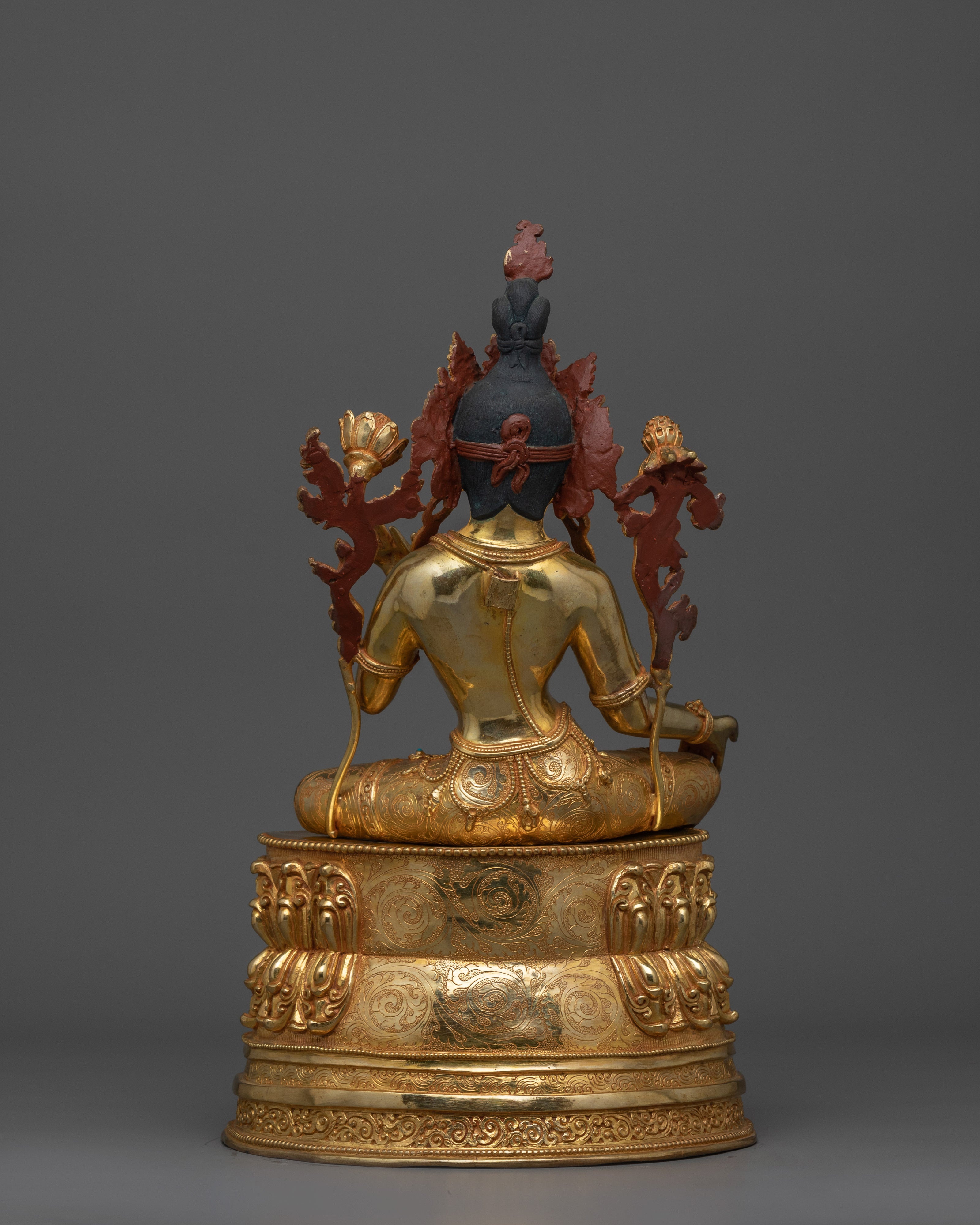 Guardian of The World Green Tara Statue | 24K Gold Gilded Sculpture
