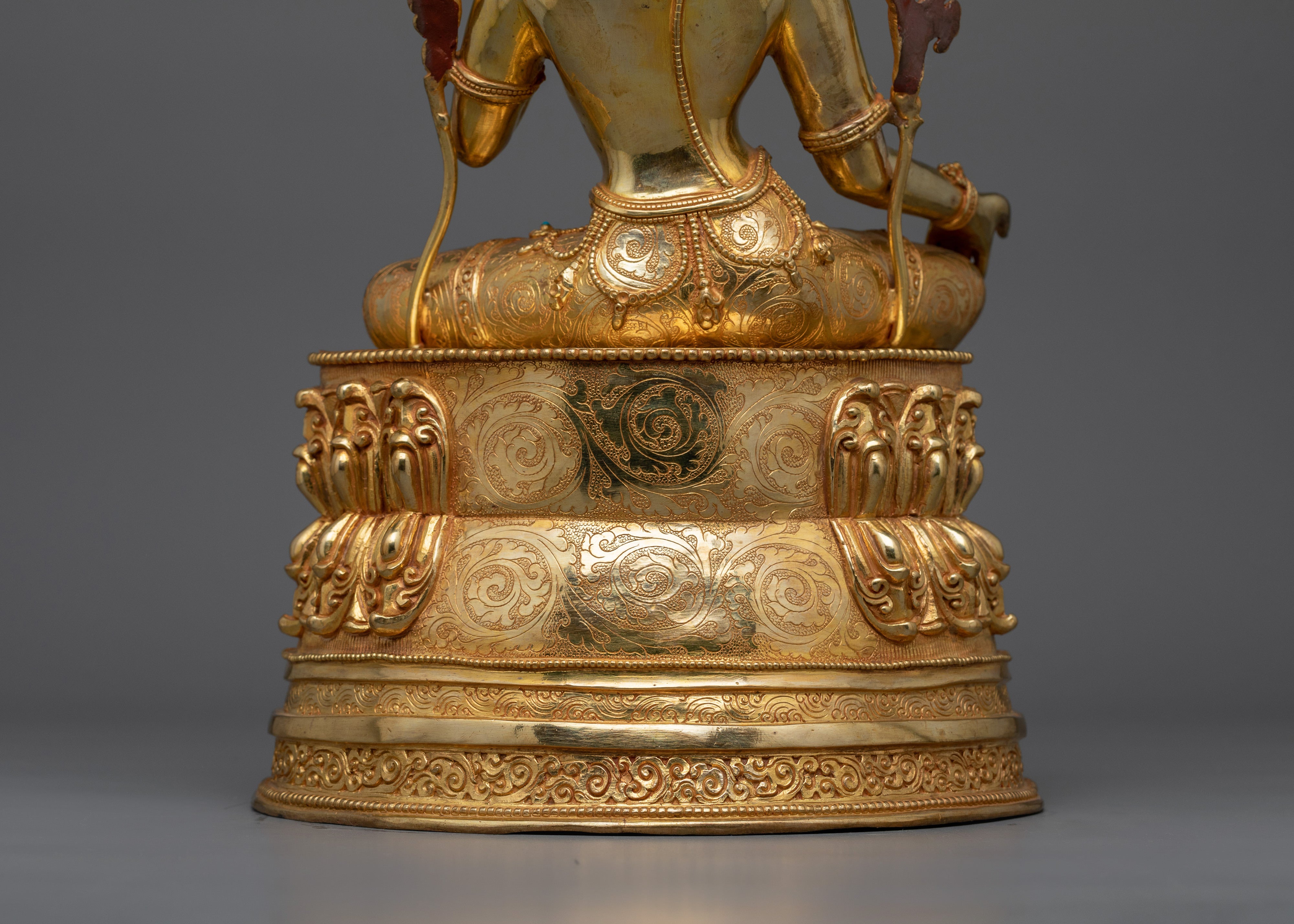 Guardian of The World Green Tara Statue | 24K Gold Gilded Sculpture