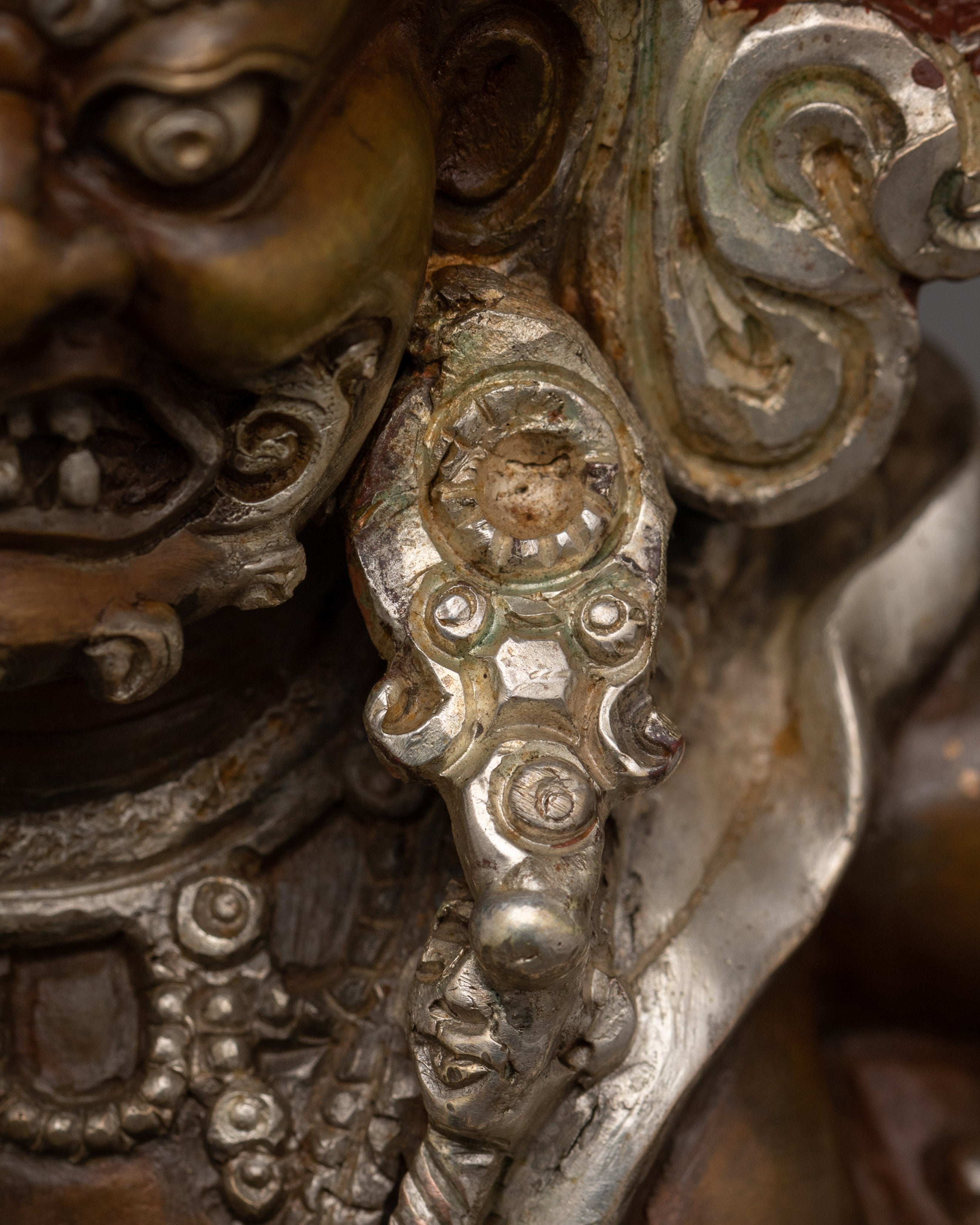 Silver Plated Six Armed Mahakala Statue | The Supreme Dharma Protector