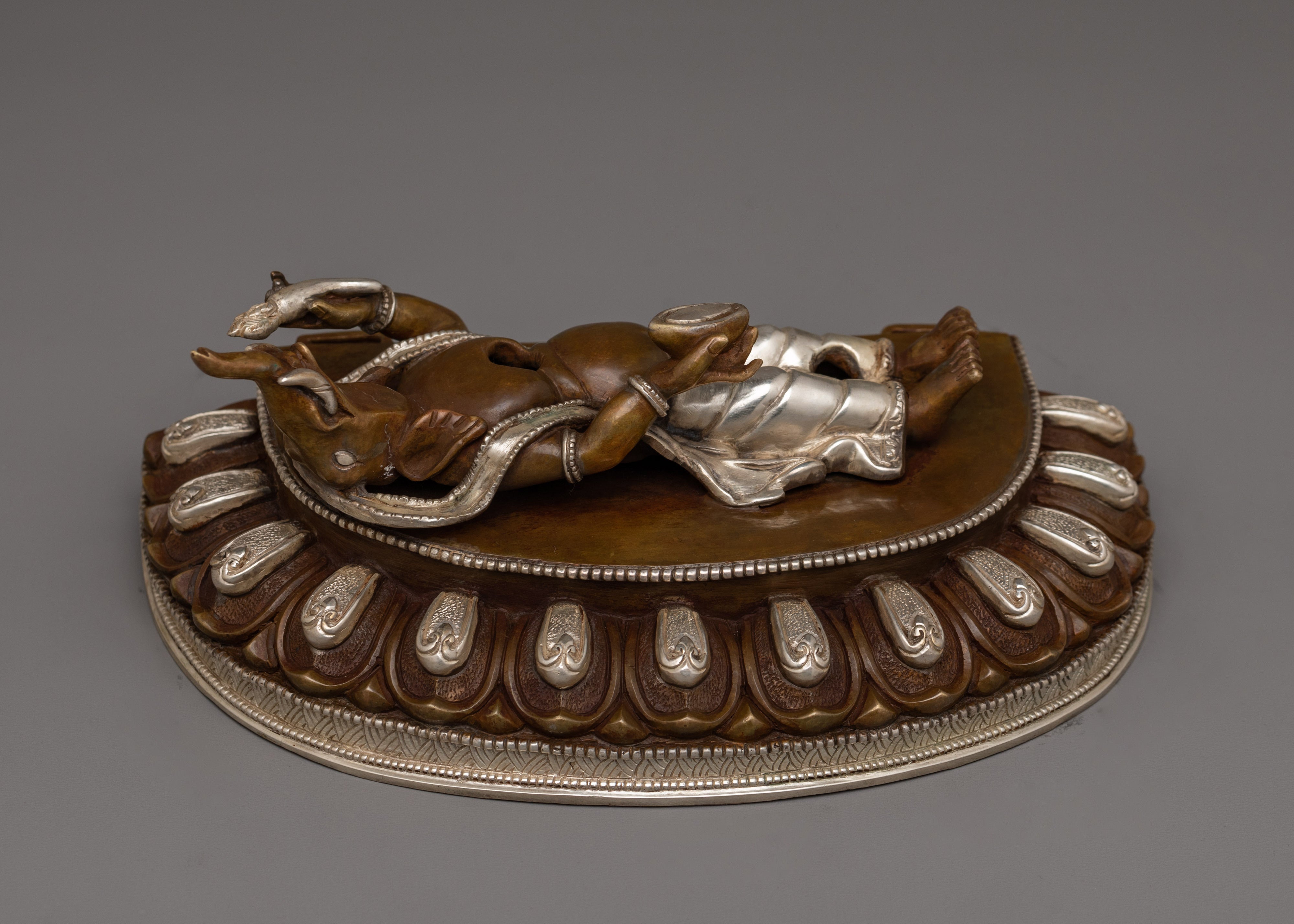 Silver Plated Six Armed Mahakala Statue | The Supreme Dharma Protector