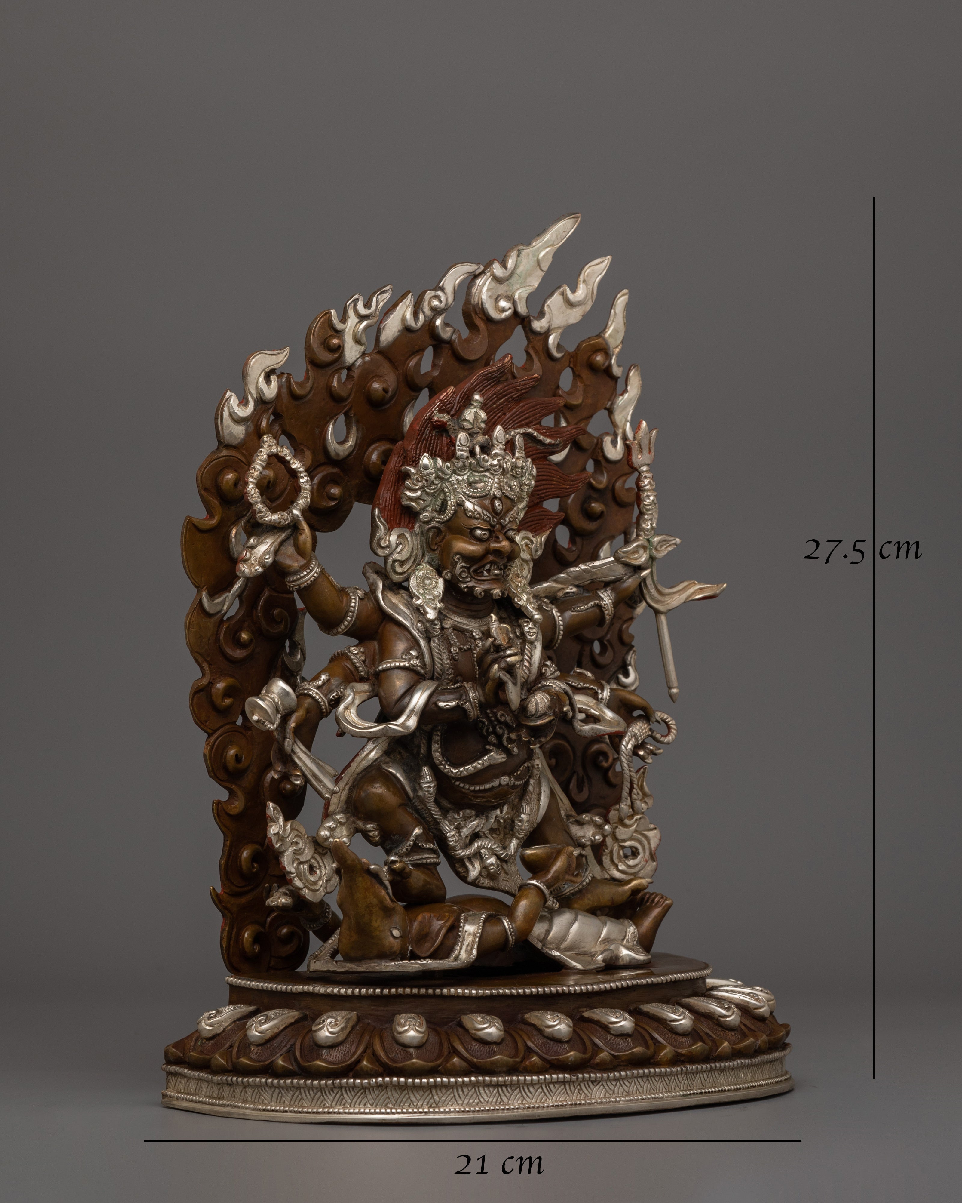 Silver Plated Six Armed Mahakala
