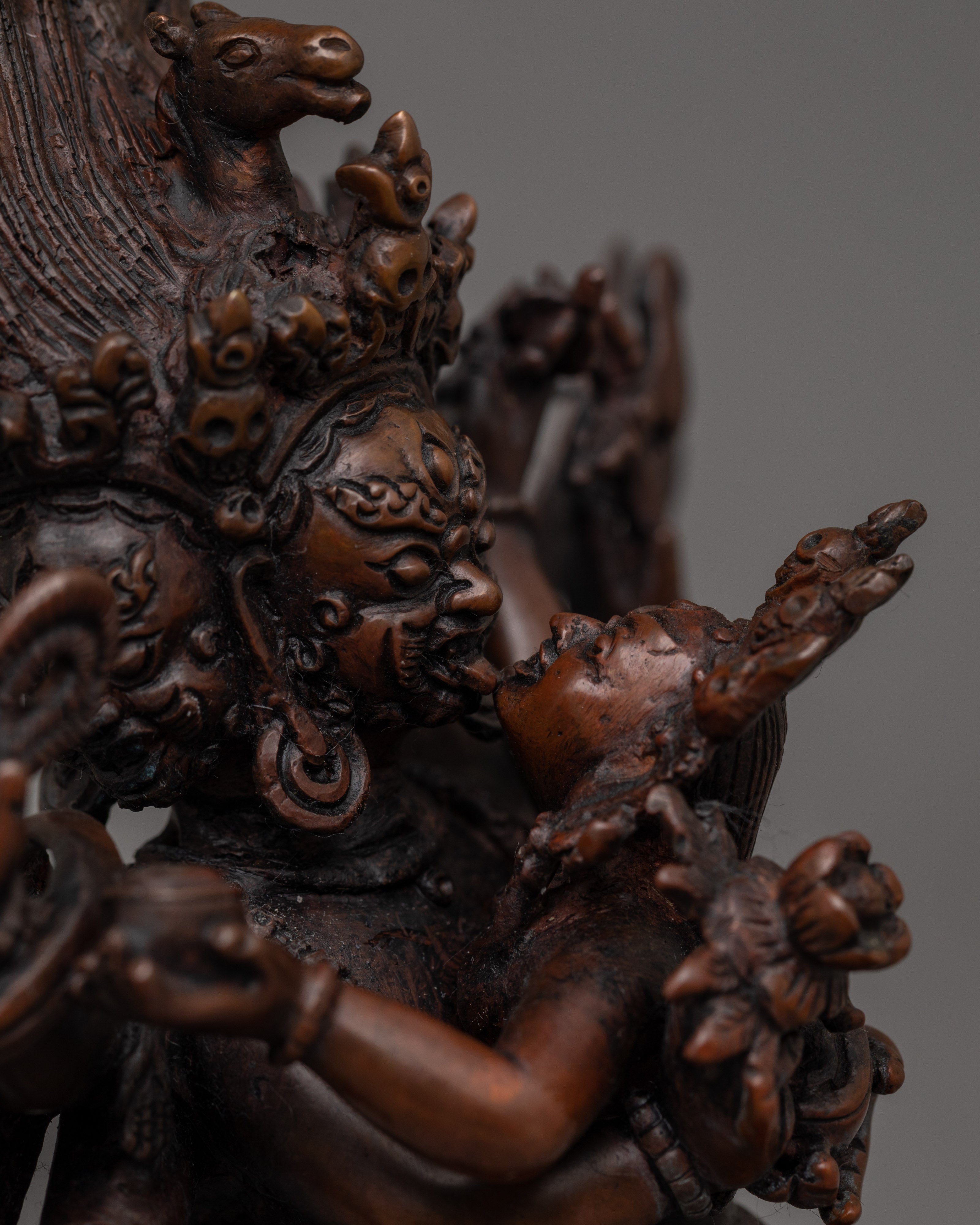 Hayagirve with Oxidized copper body Statue |The Wrathful Wisdom Protector