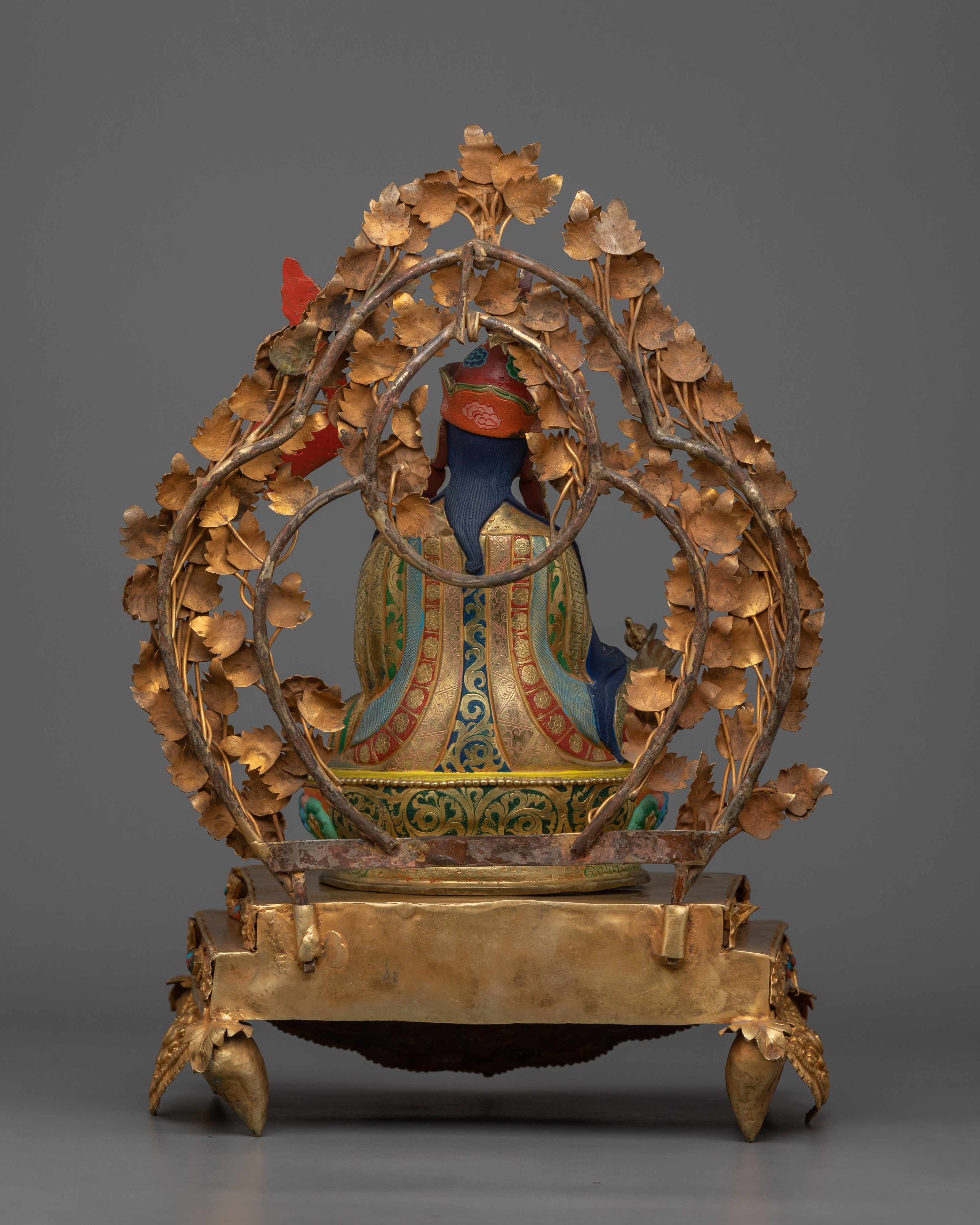 Guru Rinpoche Statue in Throne | 24K Gold Gilded Artwork