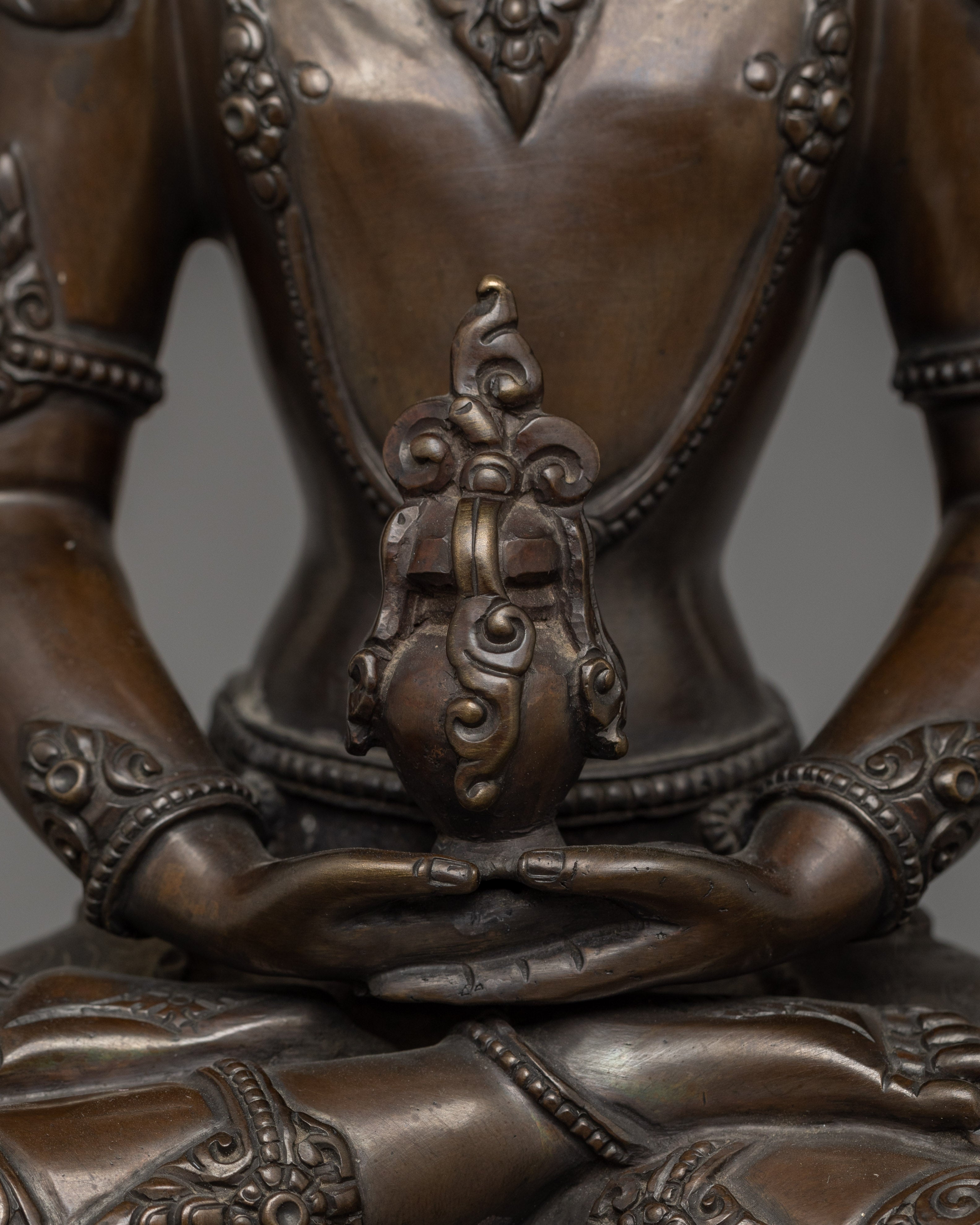 Amitayus with Oxidized Copper Body Statue | The Buddha of Infinite Life and Longevity