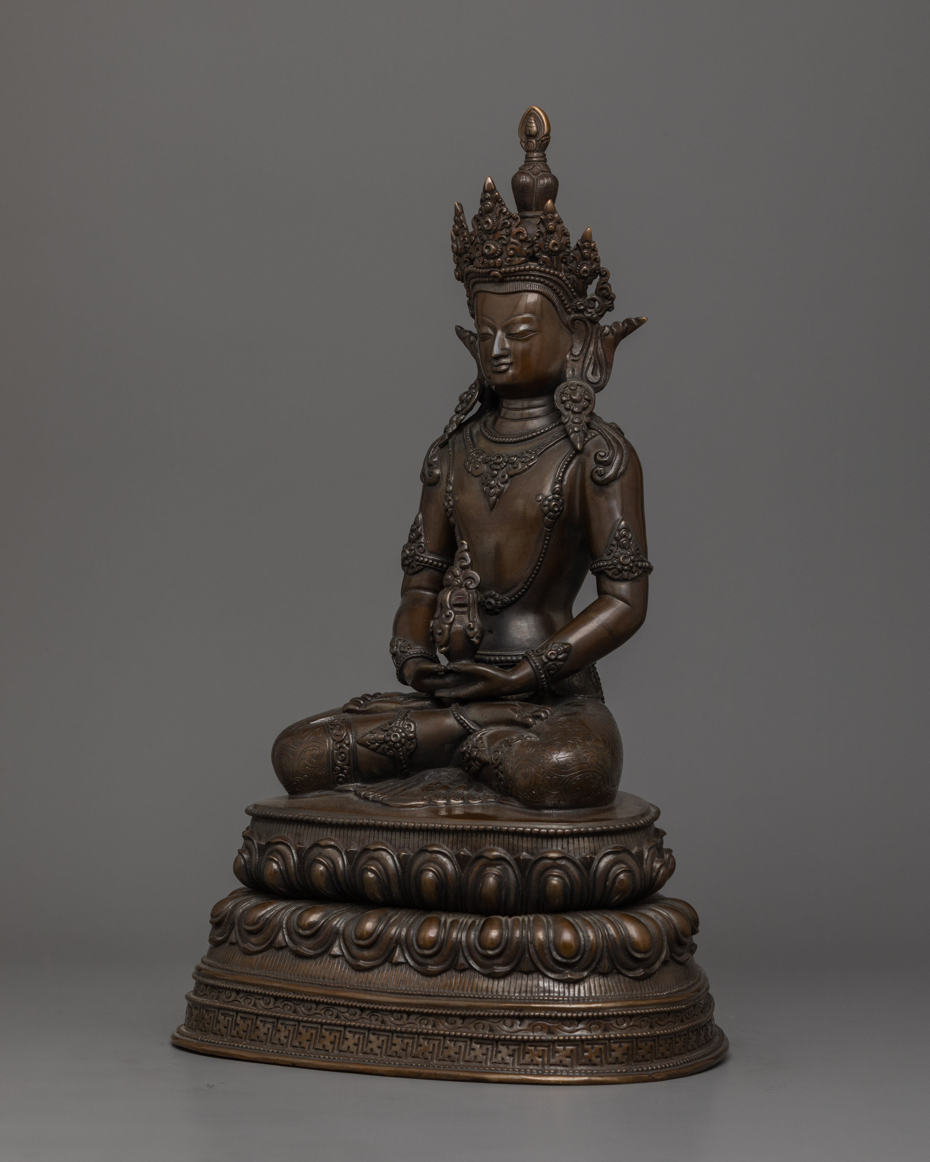 Amitayus with Oxidized Copper Body Statue | The Buddha of Infinite Life and Longevity