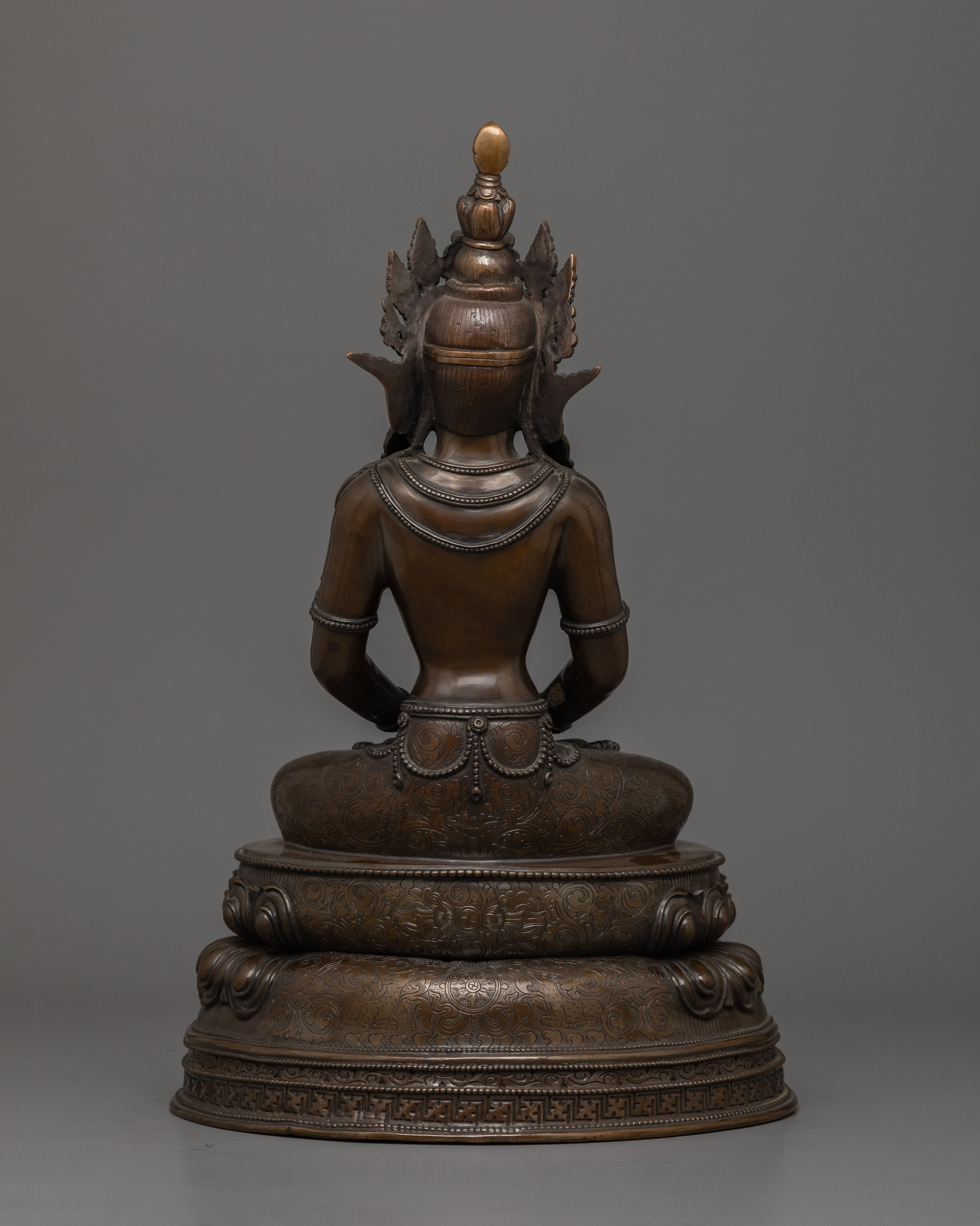 Amitayus with Oxidized Copper Body Statue | The Buddha of Infinite Life and Longevity