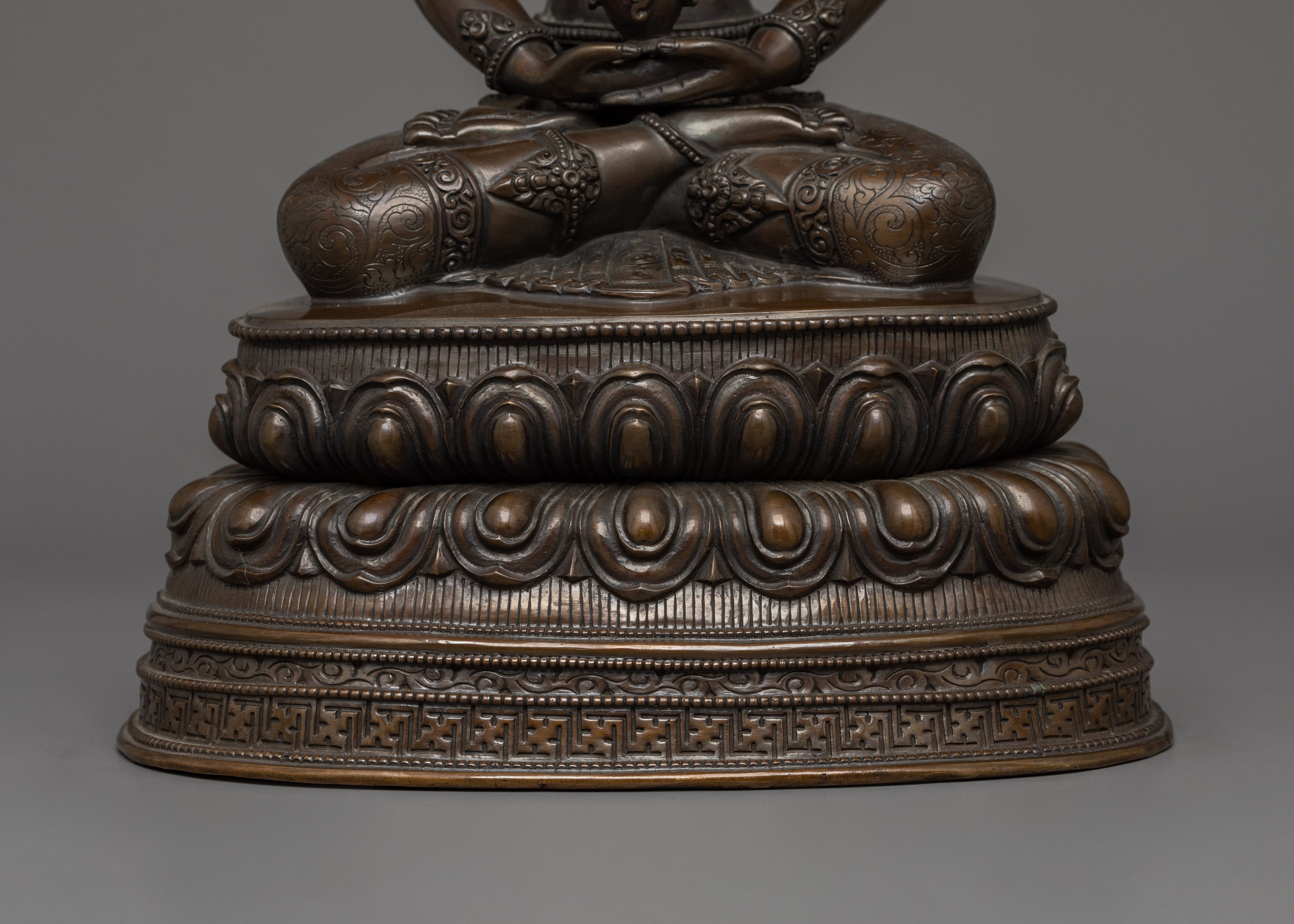 Amitayus with Oxidized Copper Body Statue | The Buddha of Infinite Life and Longevity