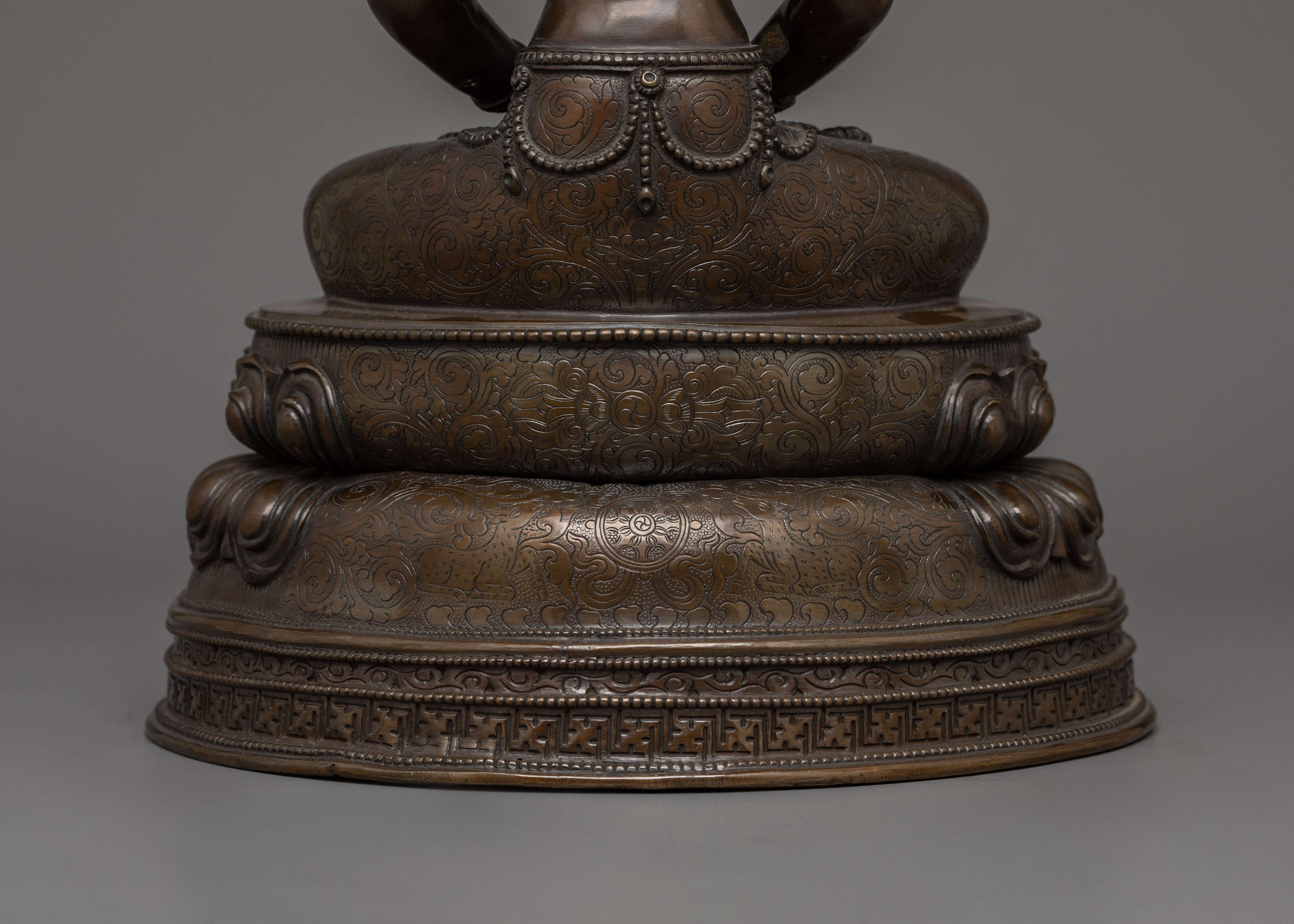 Amitayus with Oxidized Copper Body Statue | The Buddha of Infinite Life and Longevity