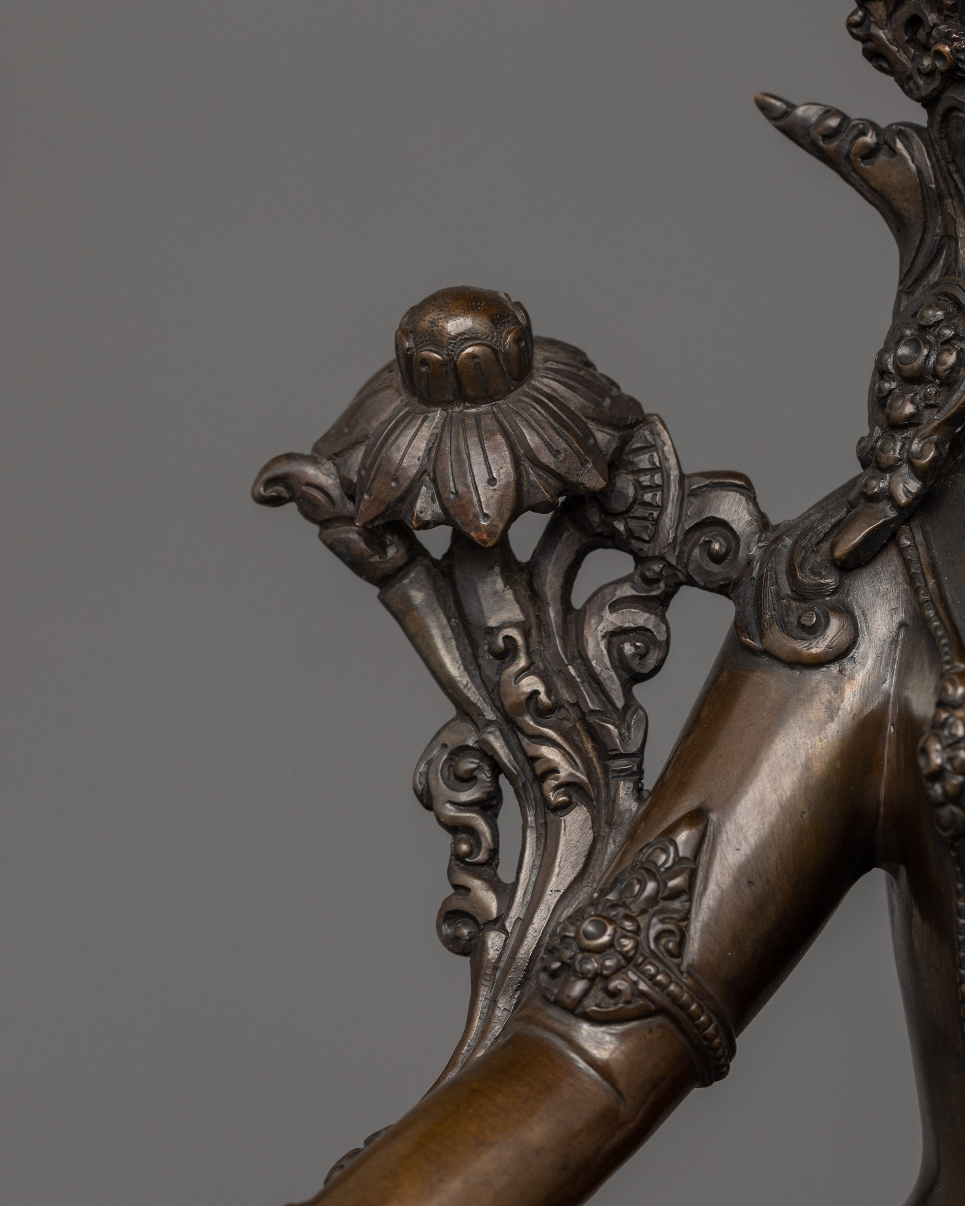 Green Tara with Oxidized Copper Body Statue | The Swift Savior