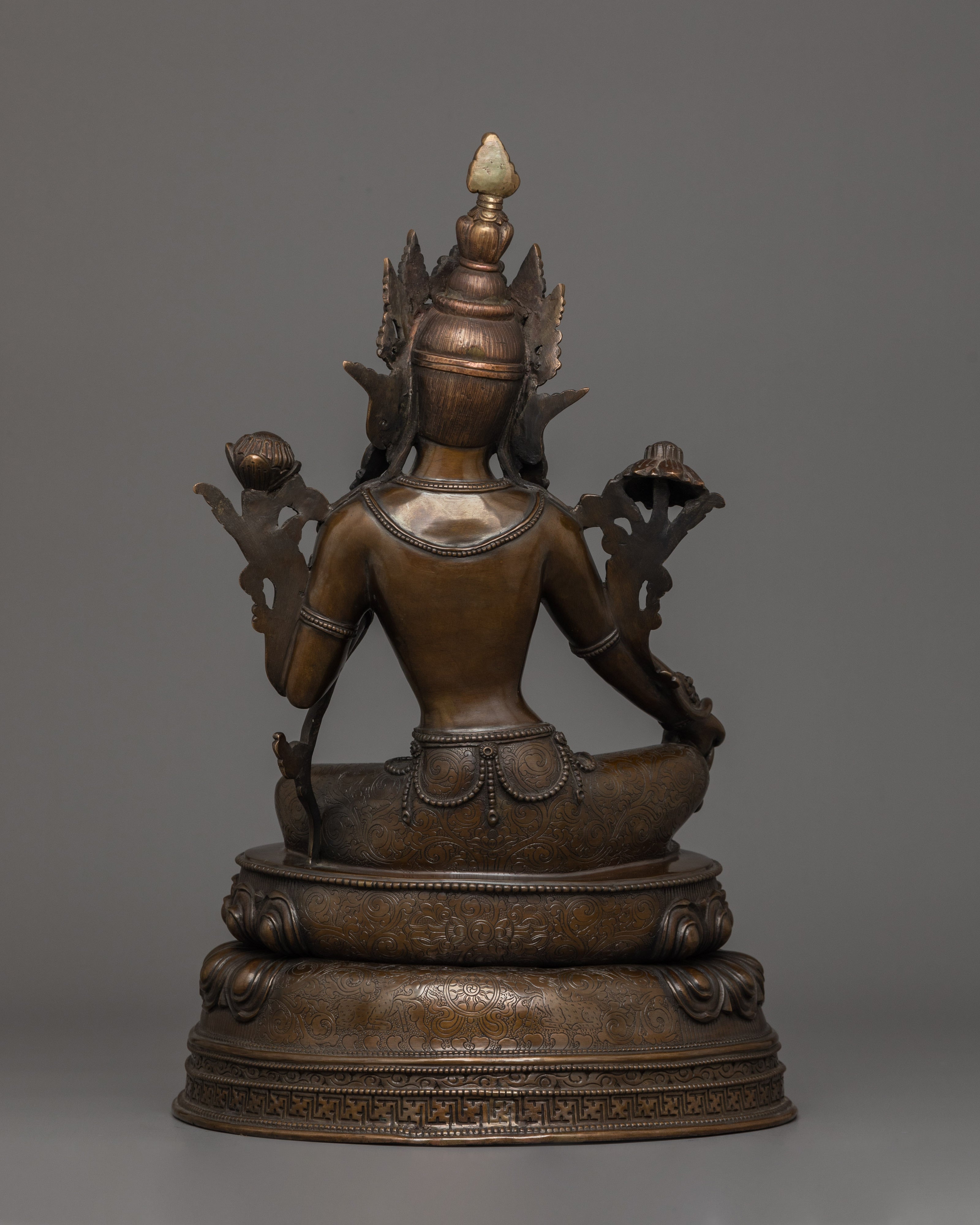 Green Tara with Oxidized Copper Body Statue | The Swift Savior
