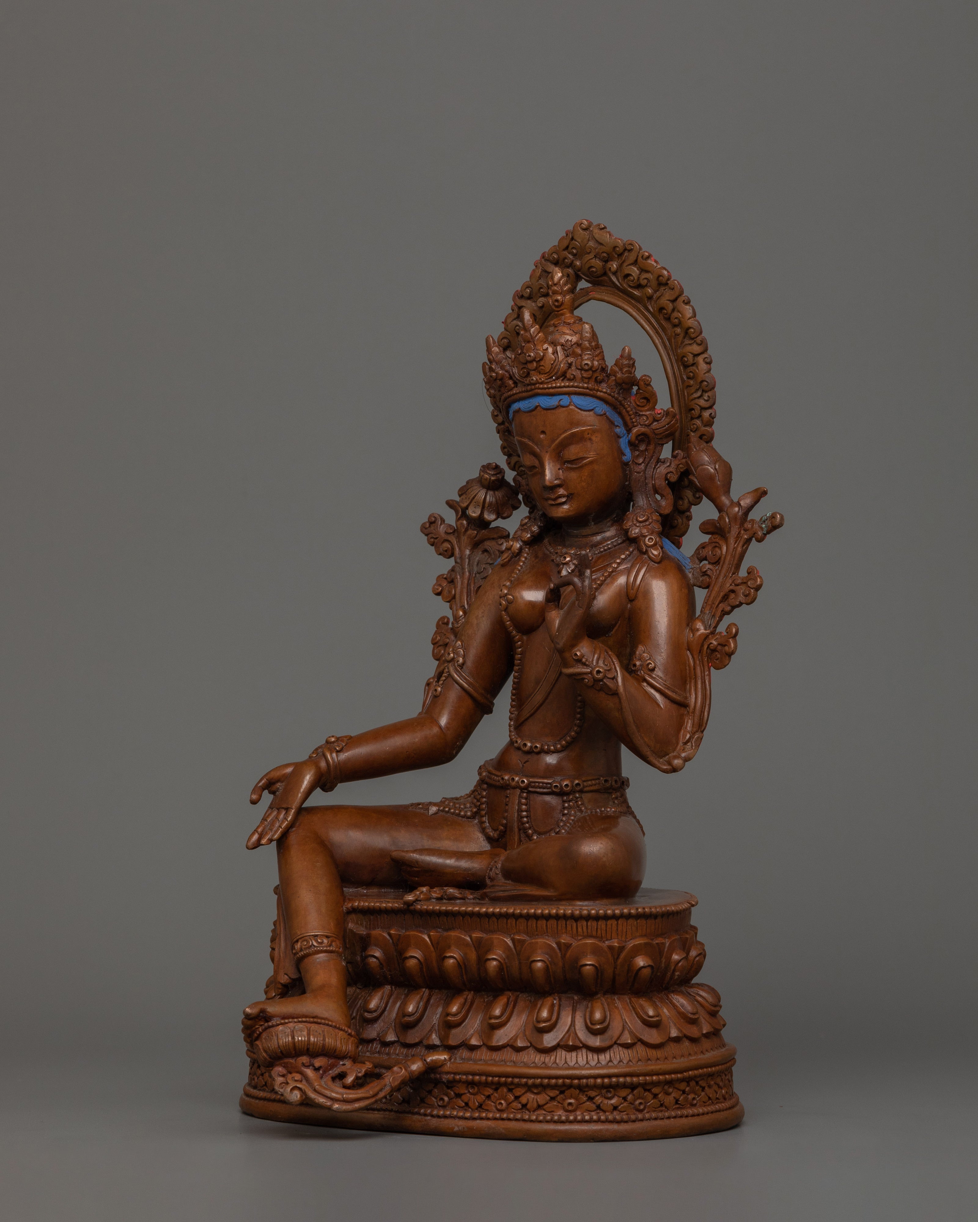 Tibetan Figurine of Female Deity Green Tara | A Symbol of Compassion and Protection