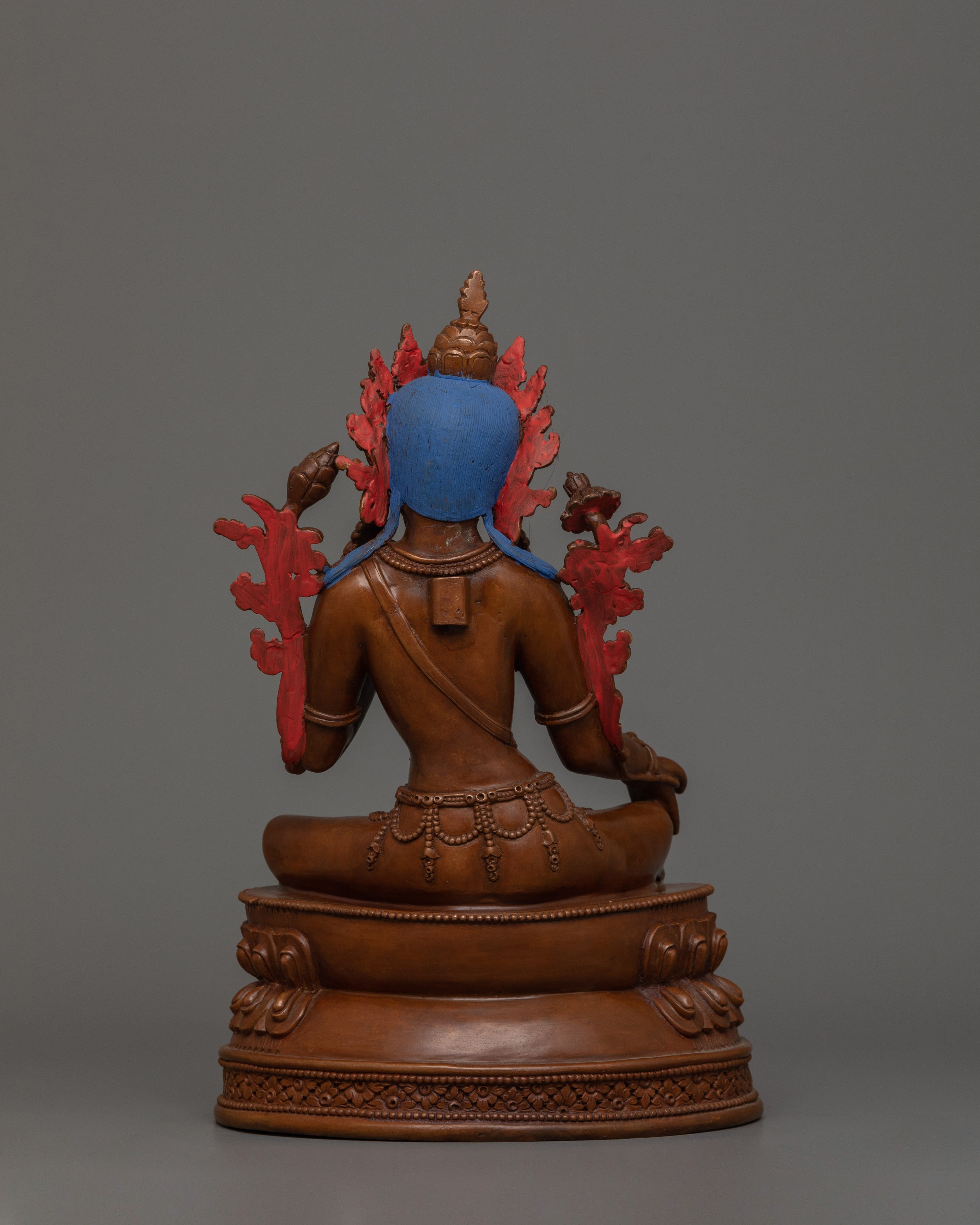 Tibetan Figurine of Female Deity Green Tara | A Symbol of Compassion and Protection