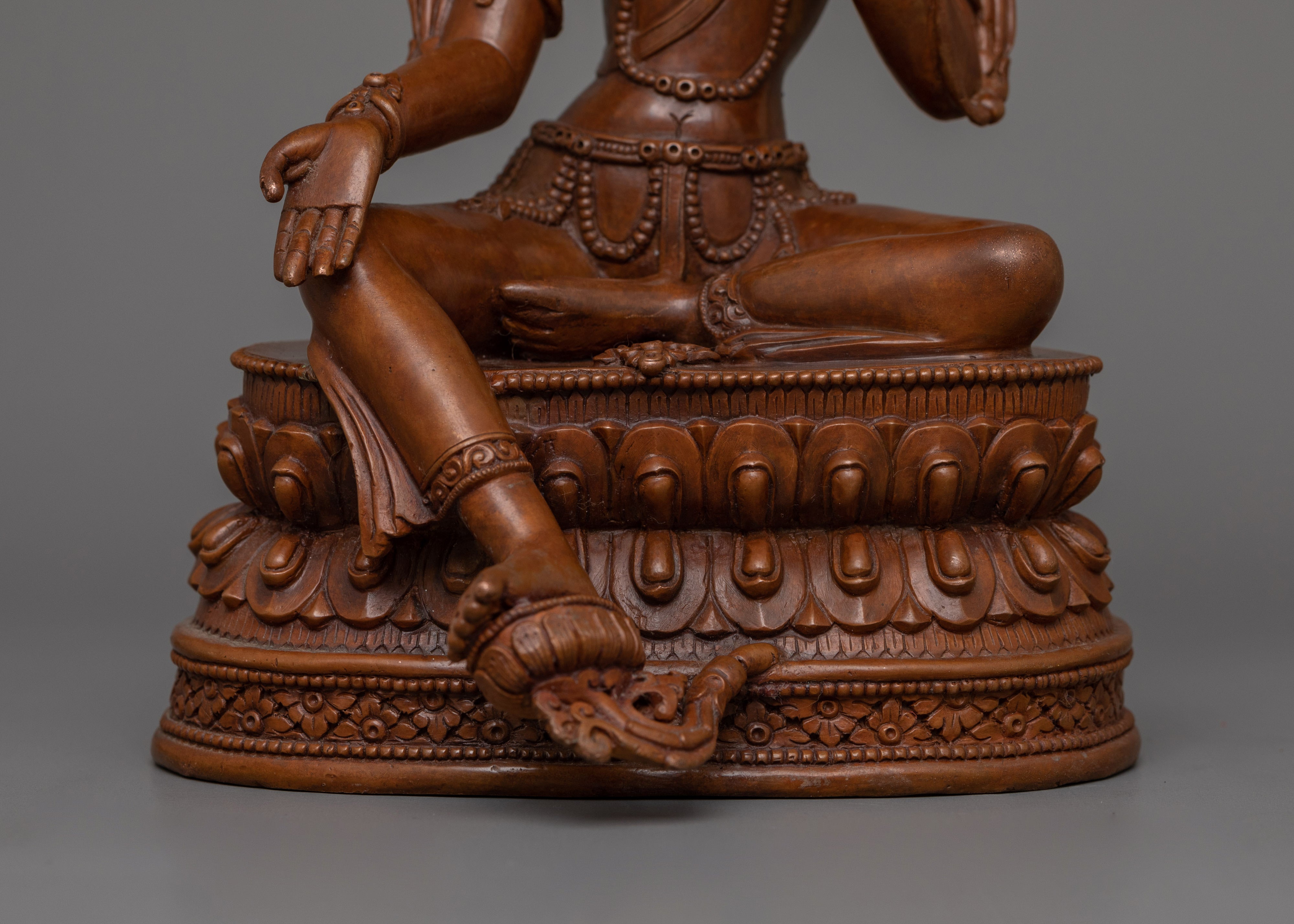 Tibetan Figurine of Female Deity Green Tara | A Symbol of Compassion and Protection