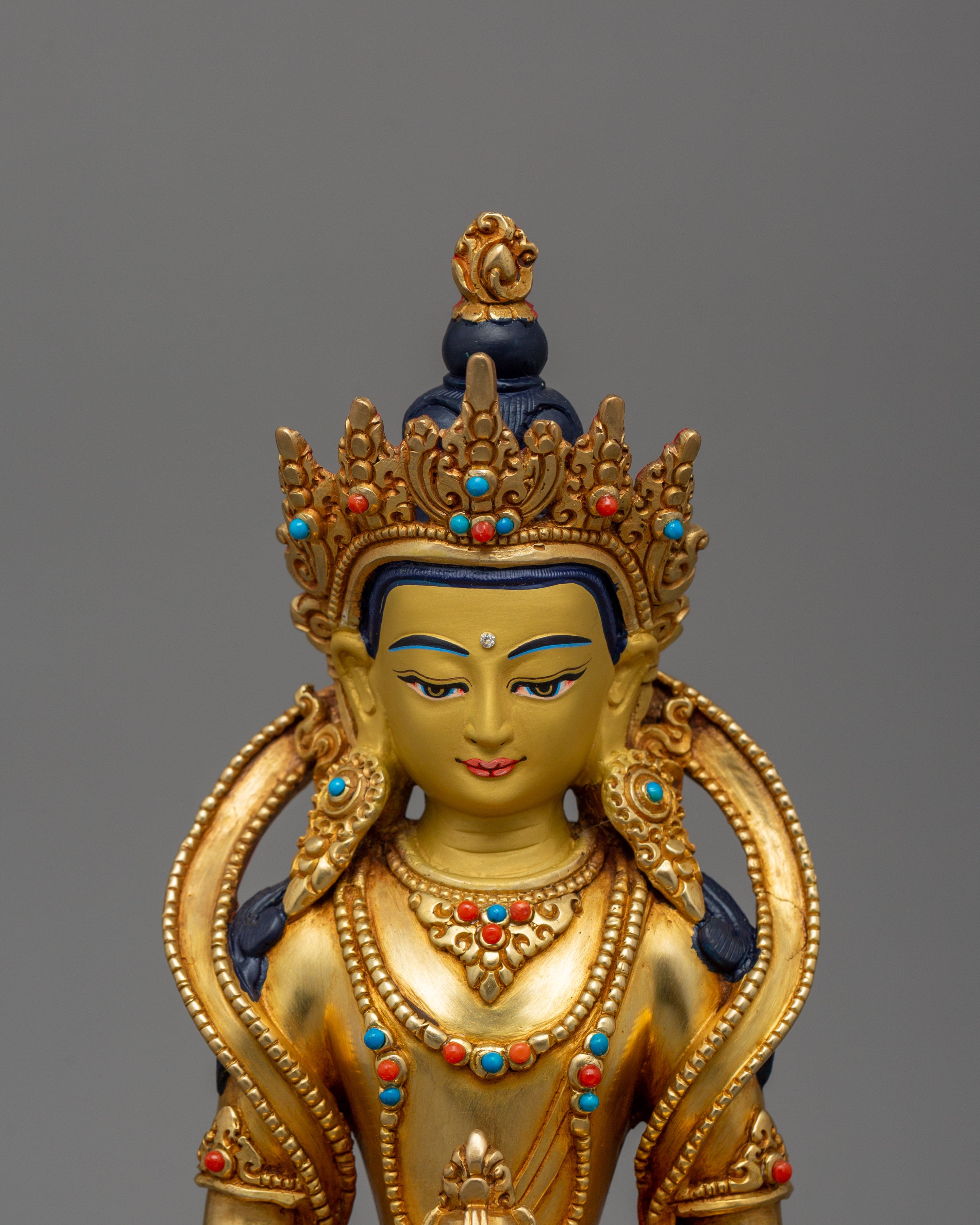 Handmade Statue of Tibetan Deity Amitayus | Compassion and Longevity