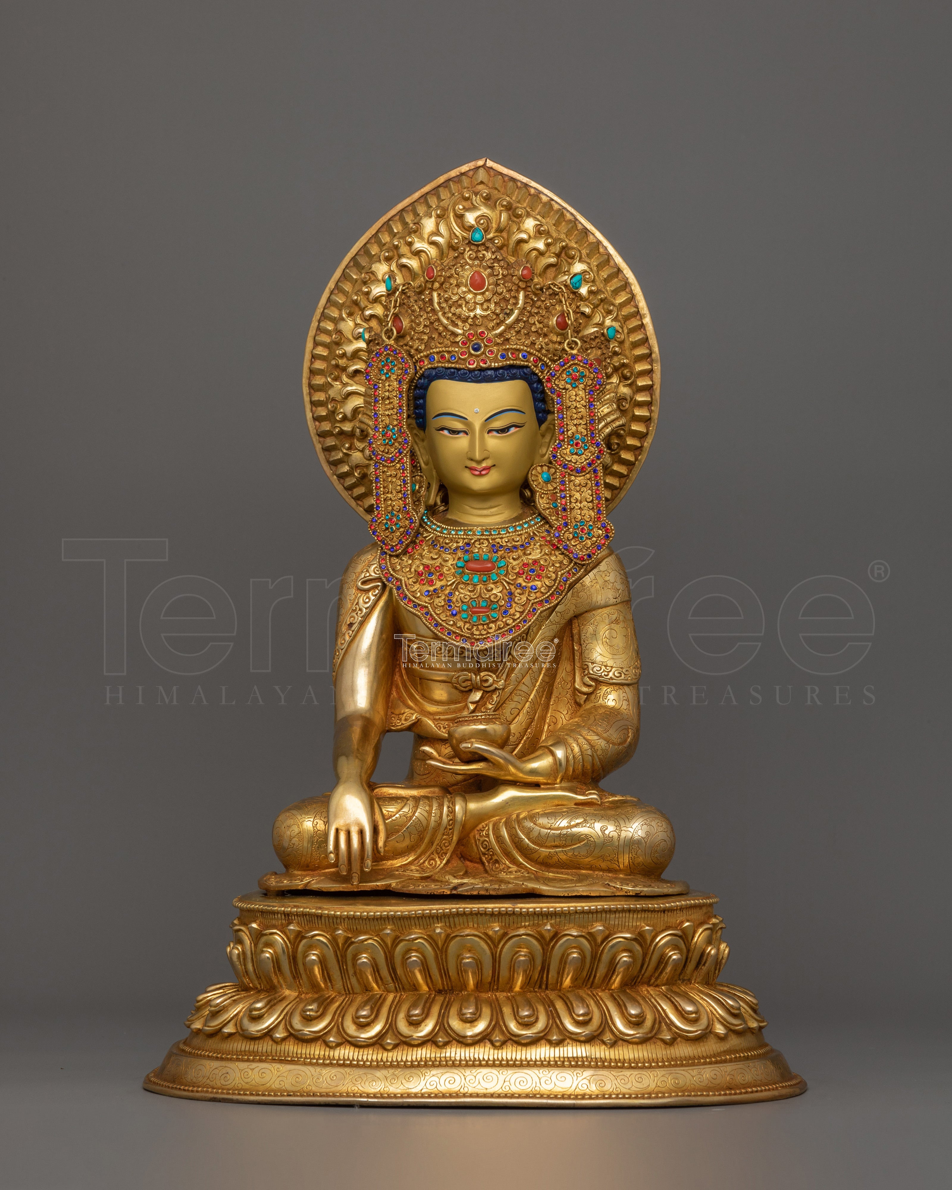 Handmade Historical Crown Shakyamuni Buddha Statue | The Buddha of Wisdom
