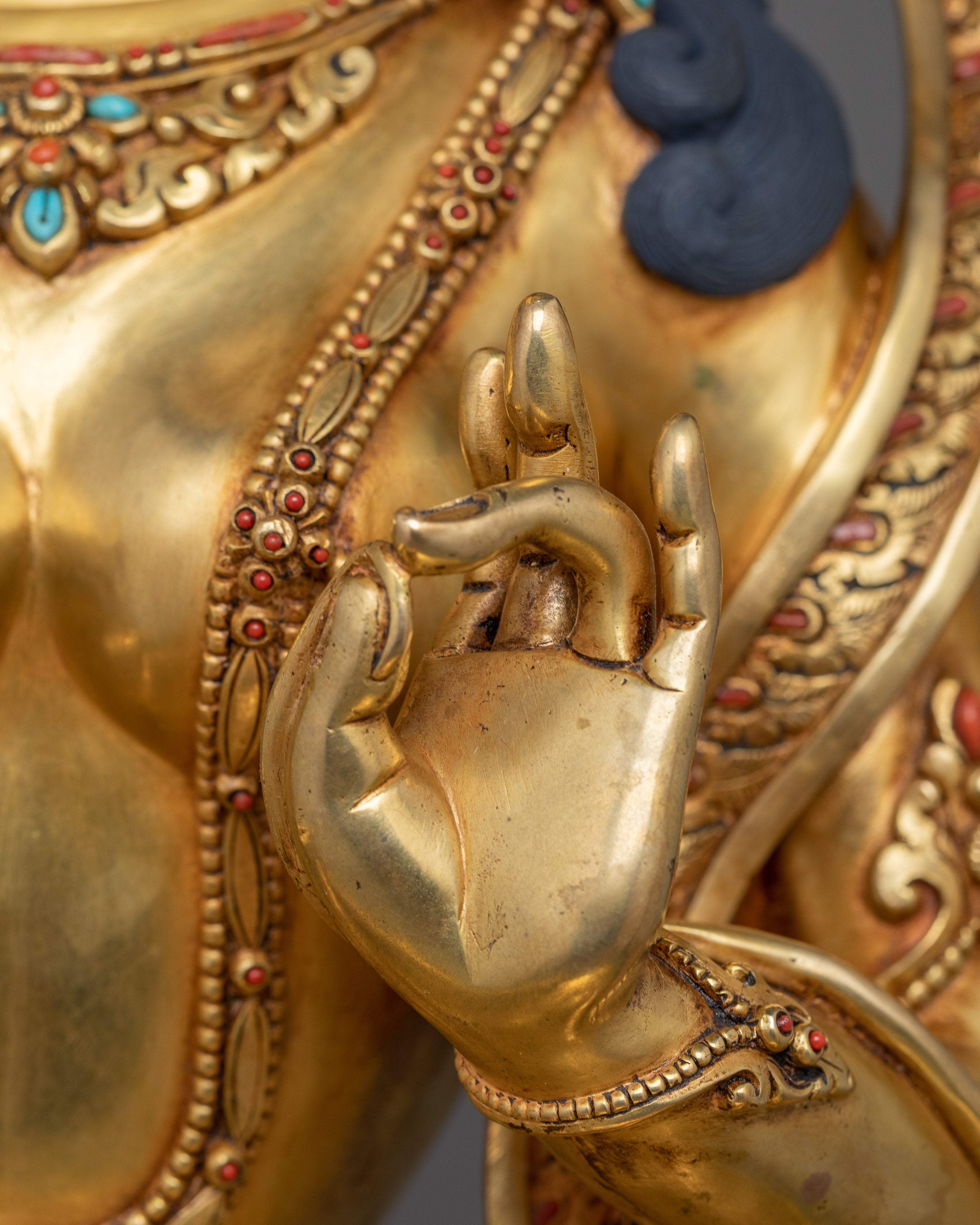 Beautiful Golden Green Tara Statue | Known as Compassionate Protector