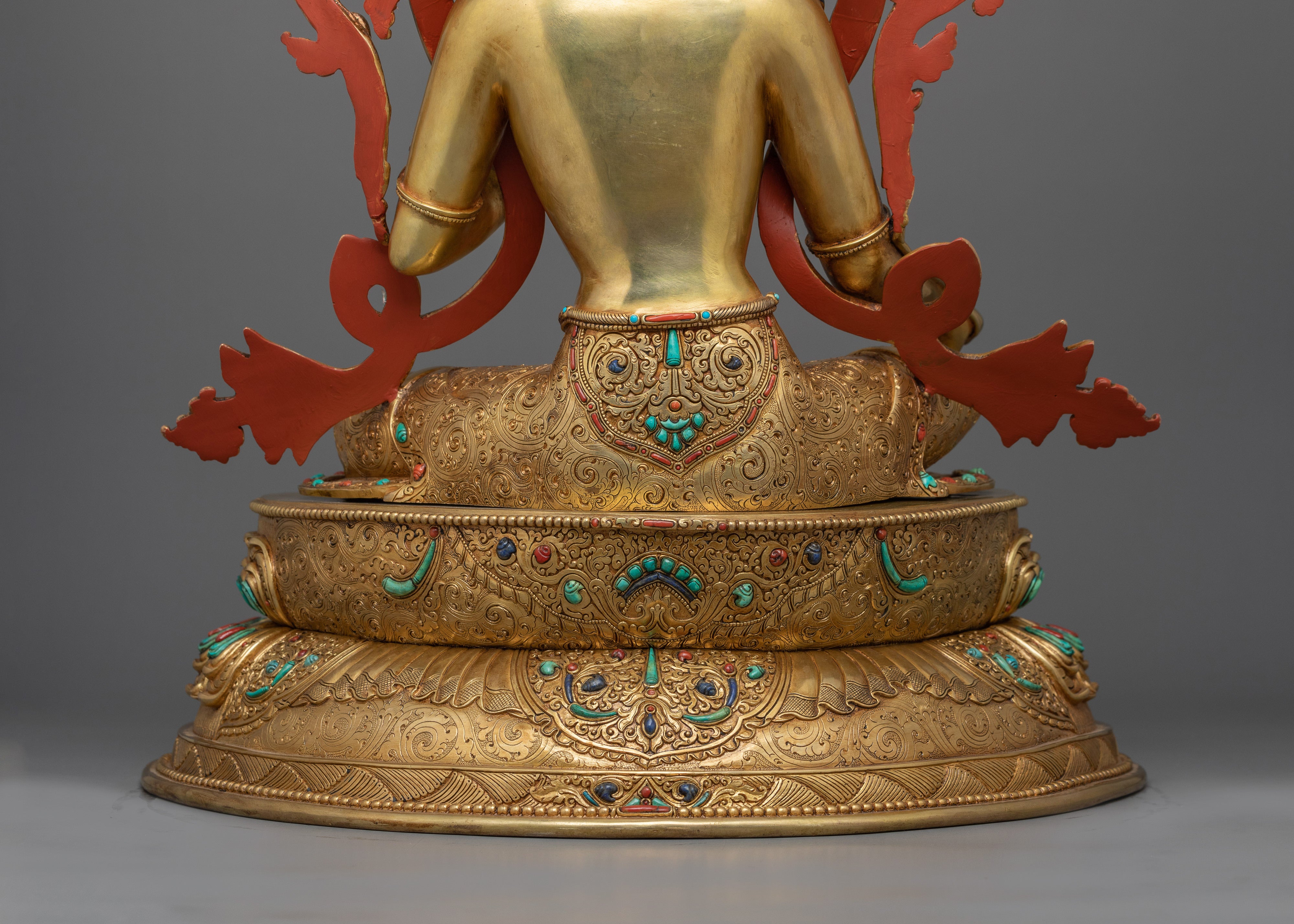 Beautiful Golden Green Tara Statue | Known as Compassionate Protector