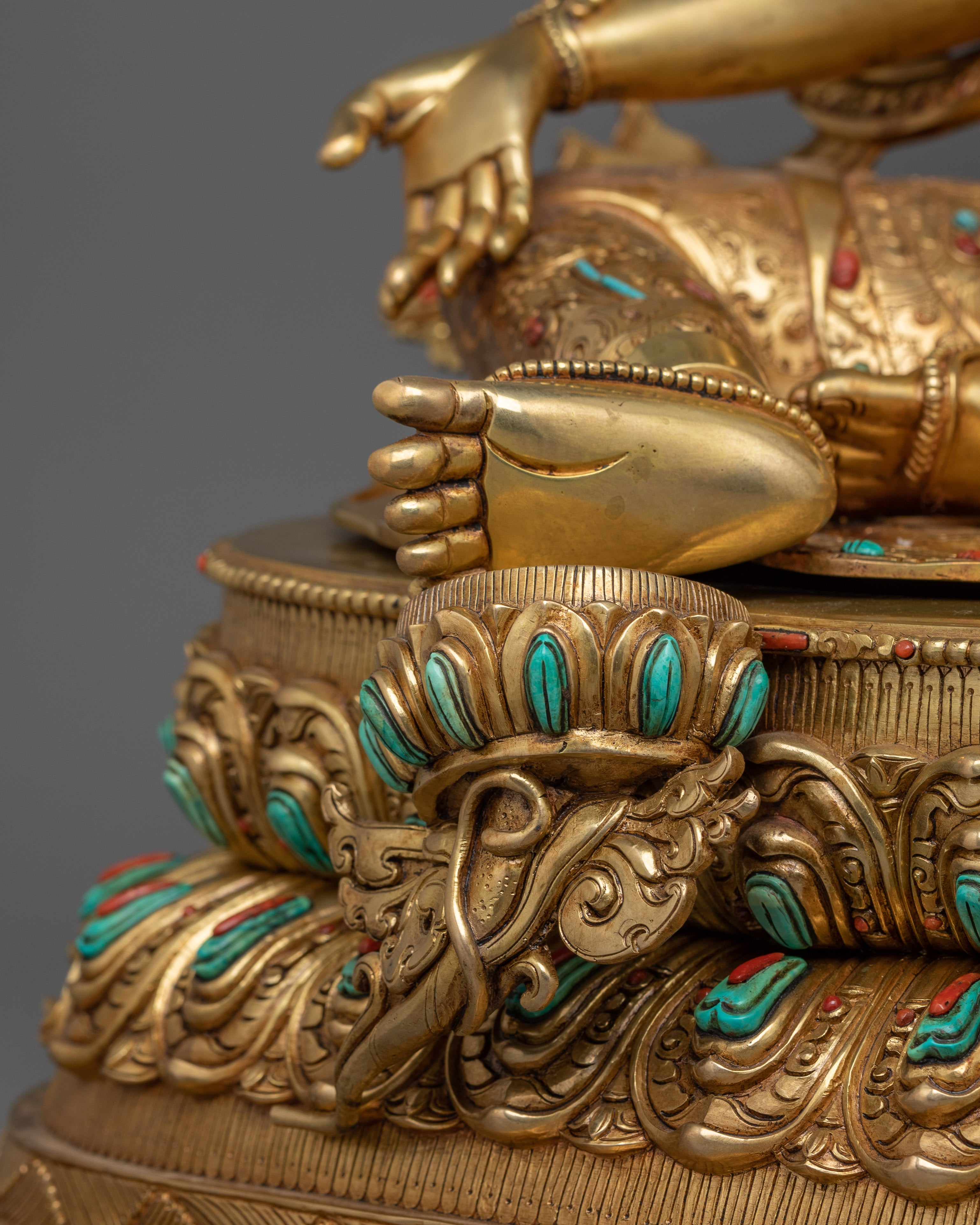 Beautiful Golden Green Tara Statue | Known as Compassionate Protector