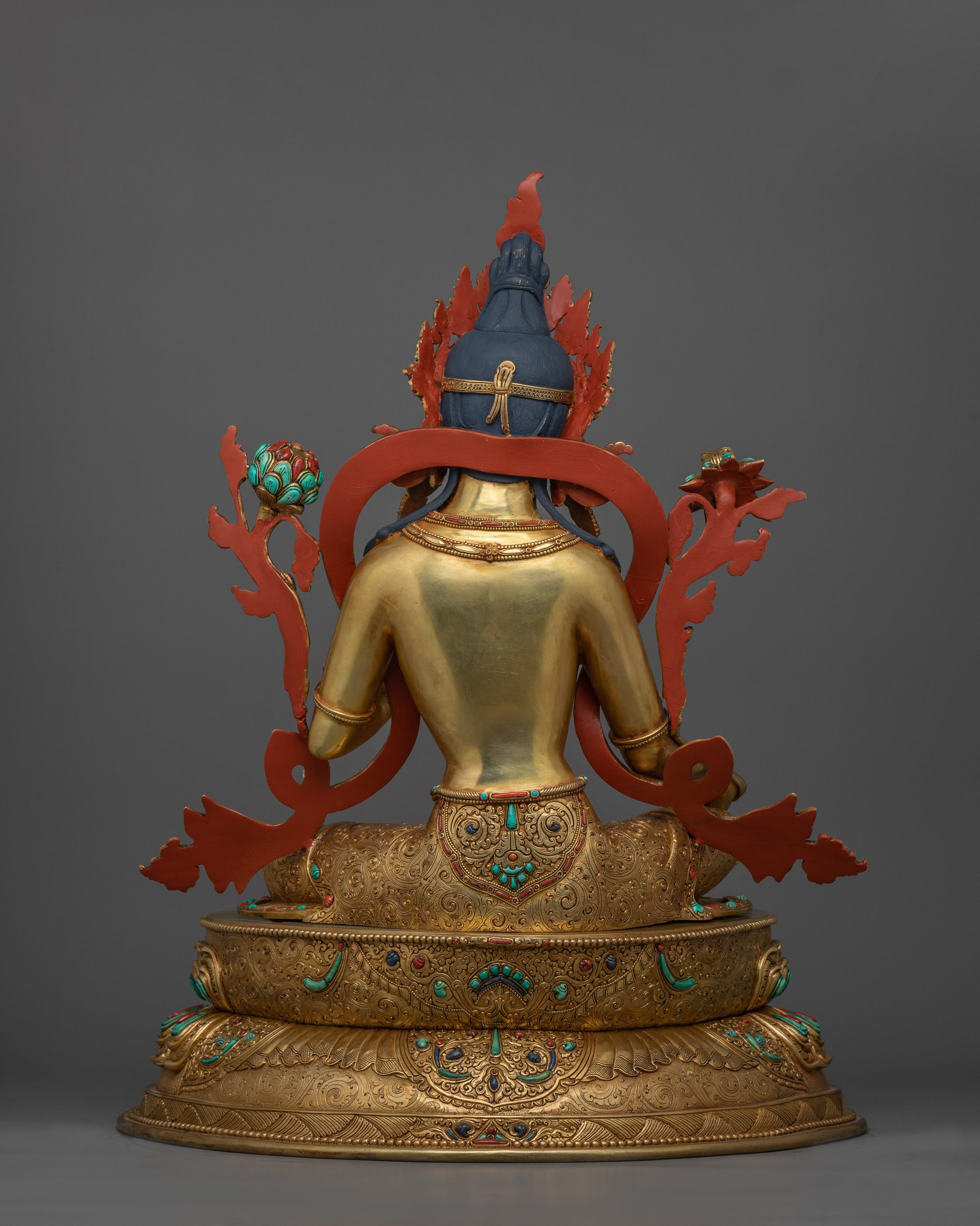 Beautiful Golden Green Tara Statue | Known as Compassionate Protector