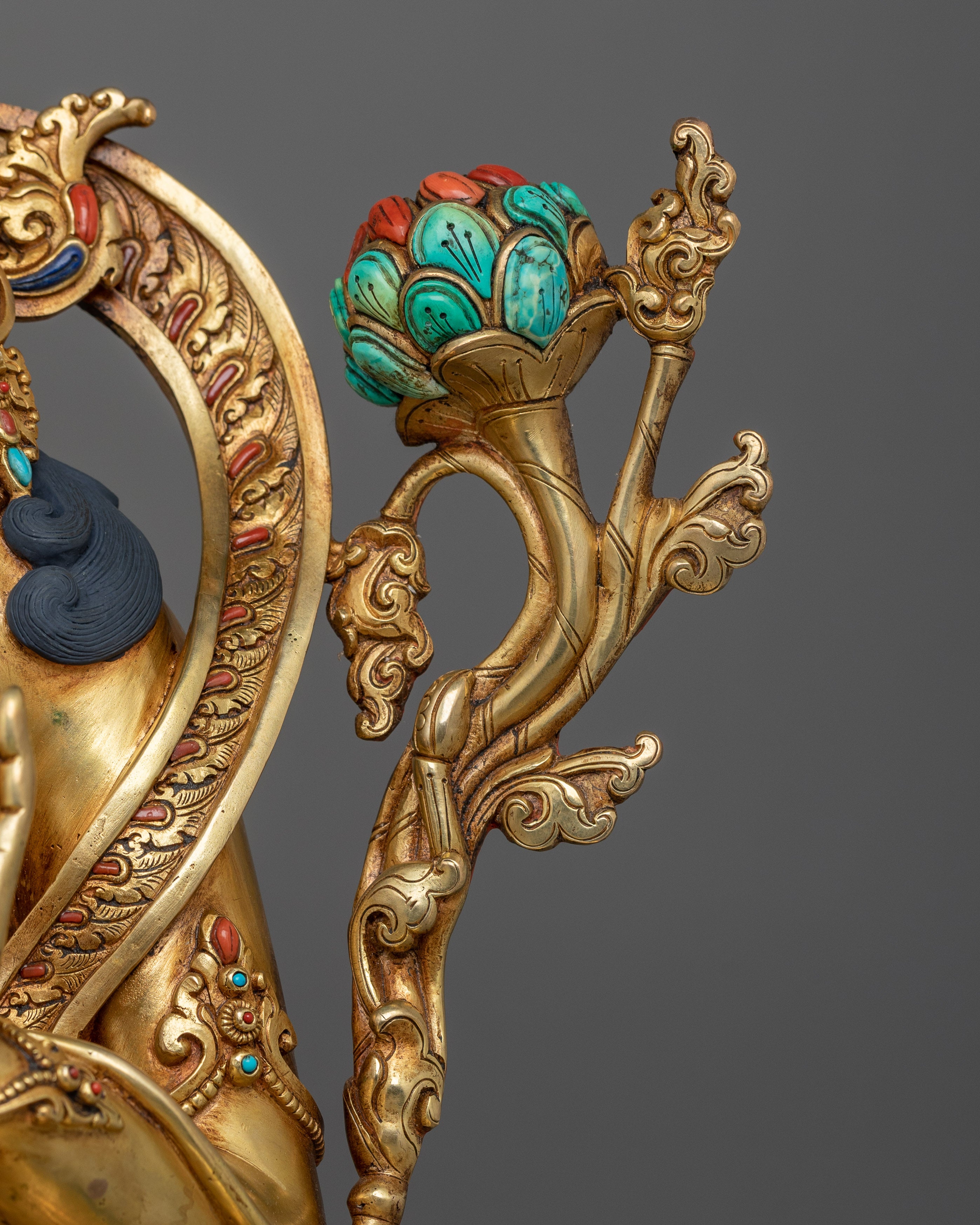 Beautiful Golden Green Tara Statue | Known as Compassionate Protector