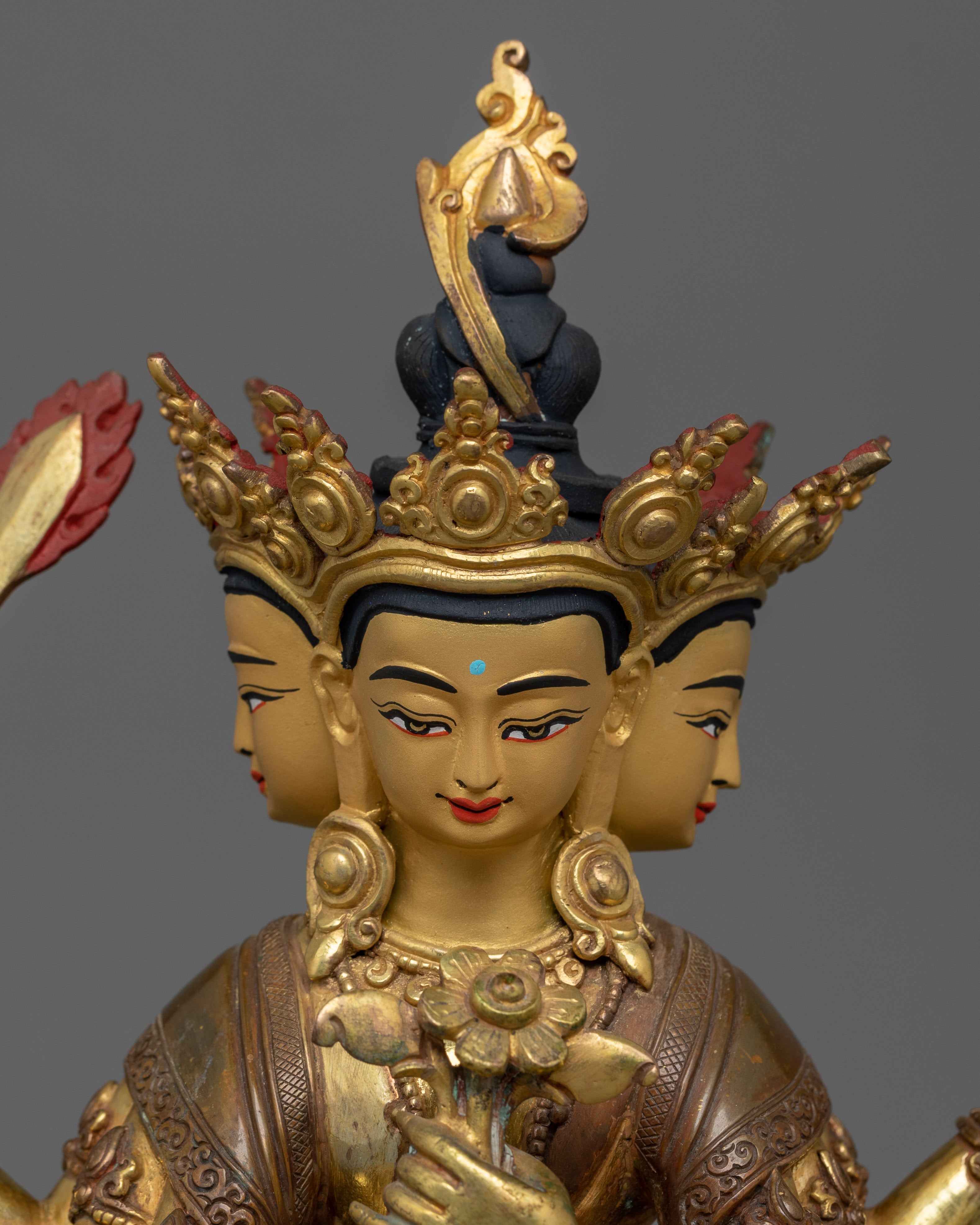 24K Gold Gilded Maha Manjushri Statue | The Embodiment of Transcendent Wisdom
