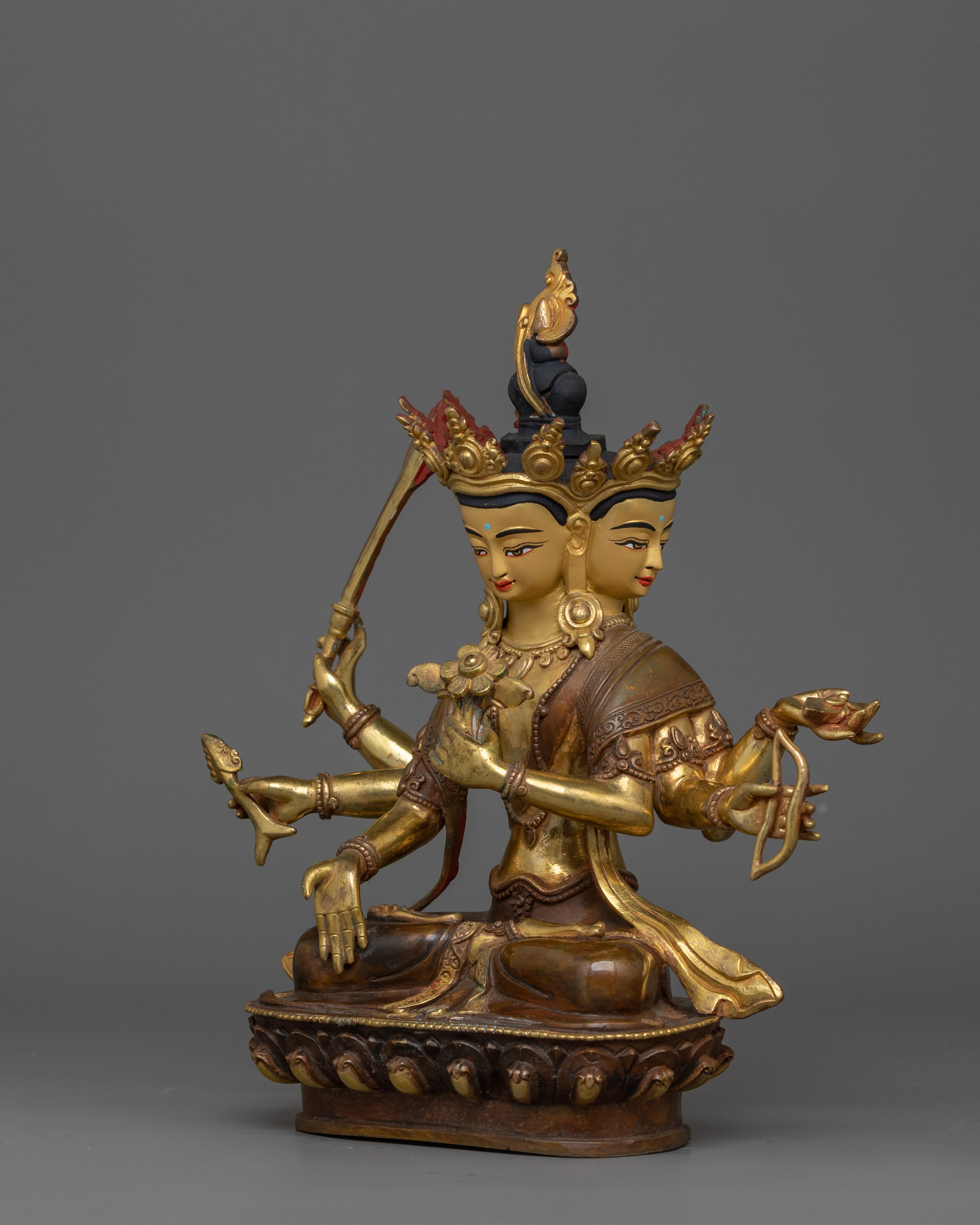 24K Gold Gilded Maha Manjushri Statue | The Embodiment of Transcendent Wisdom