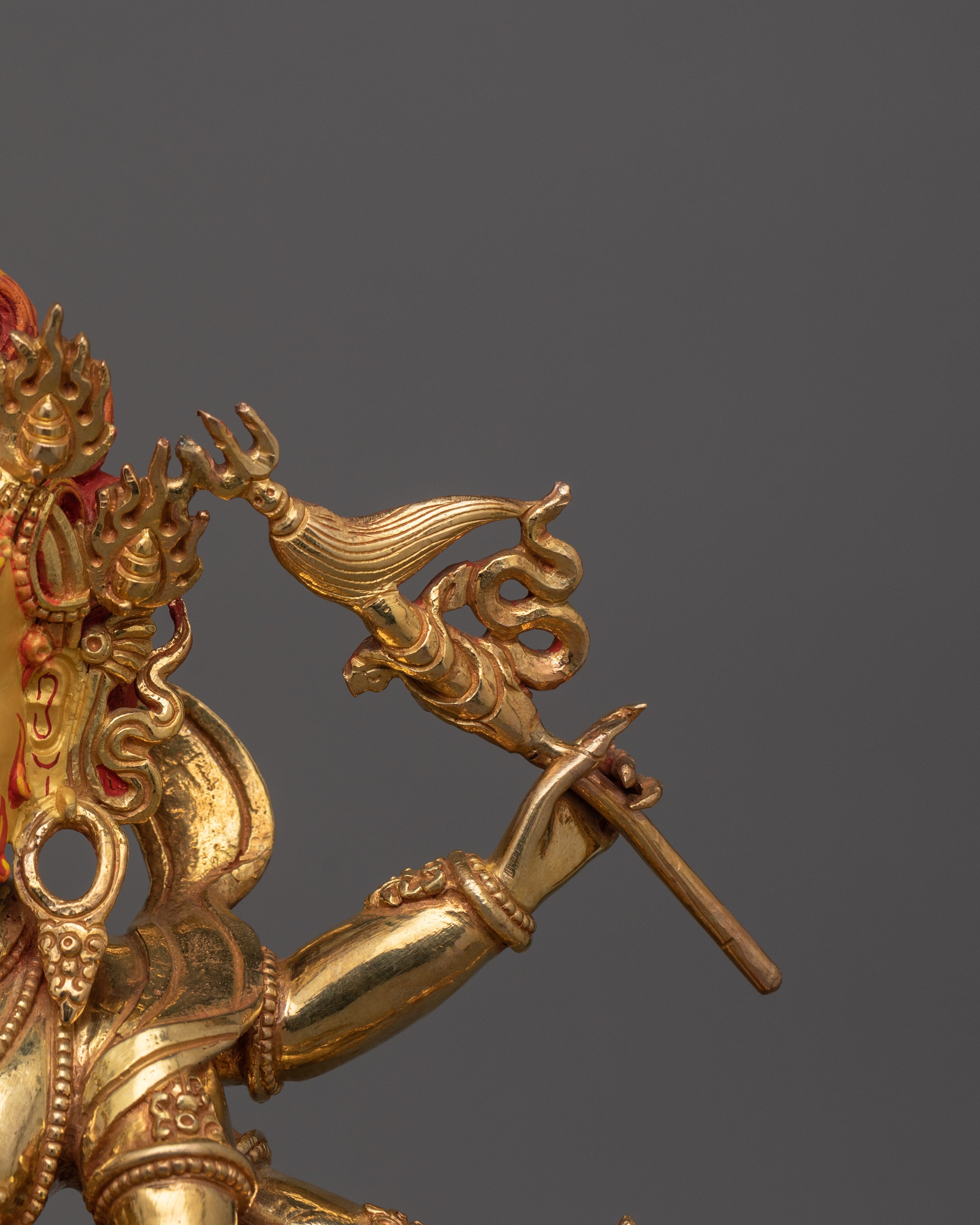 24K Gold Gilded White Mahakala Statue | The Protector of Spiritual Prosperity