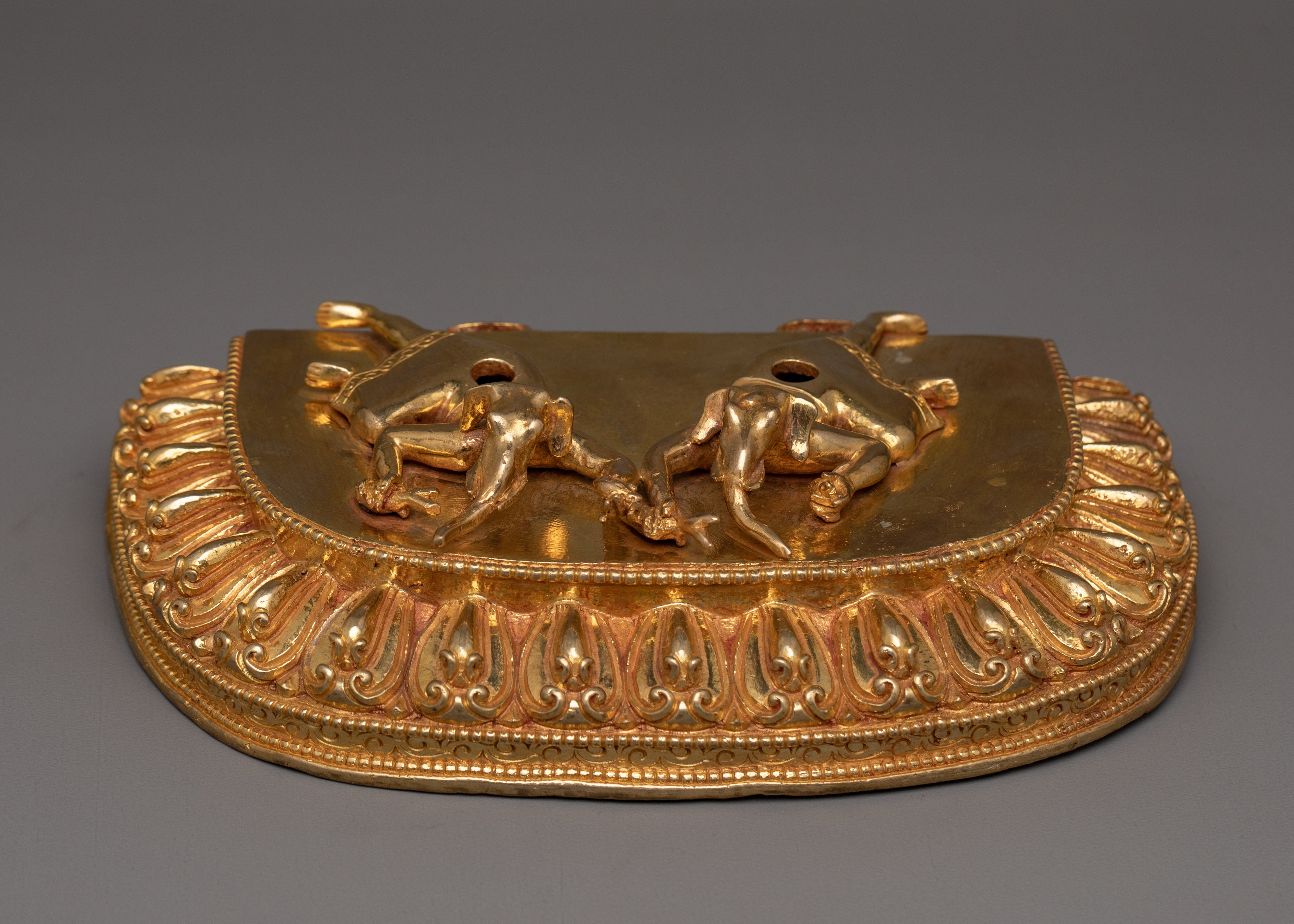 24K Gold Gilded White Mahakala Statue | The Protector of Spiritual Prosperity