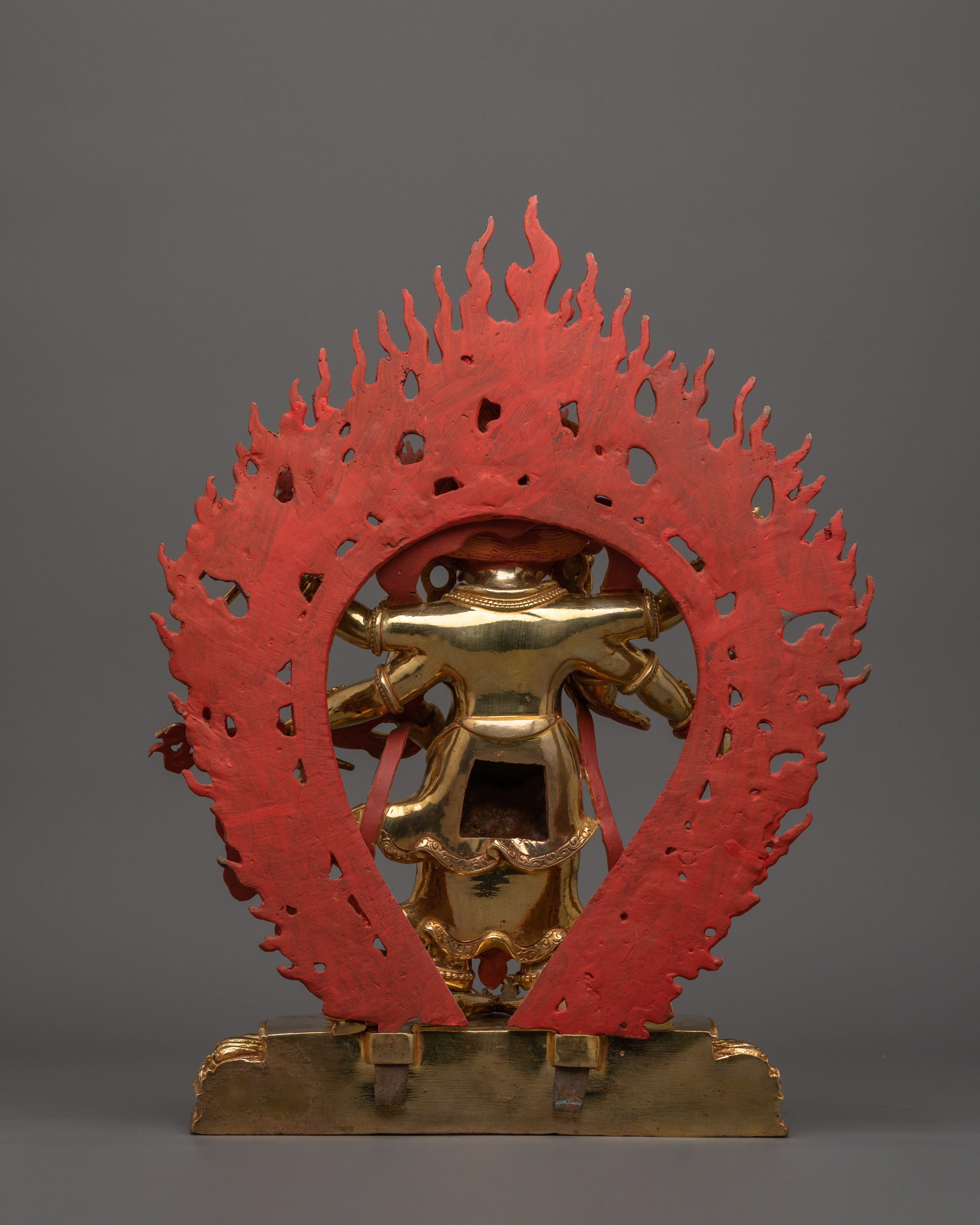 24K Gold Gilded White Mahakala Statue | The Protector of Spiritual Prosperity