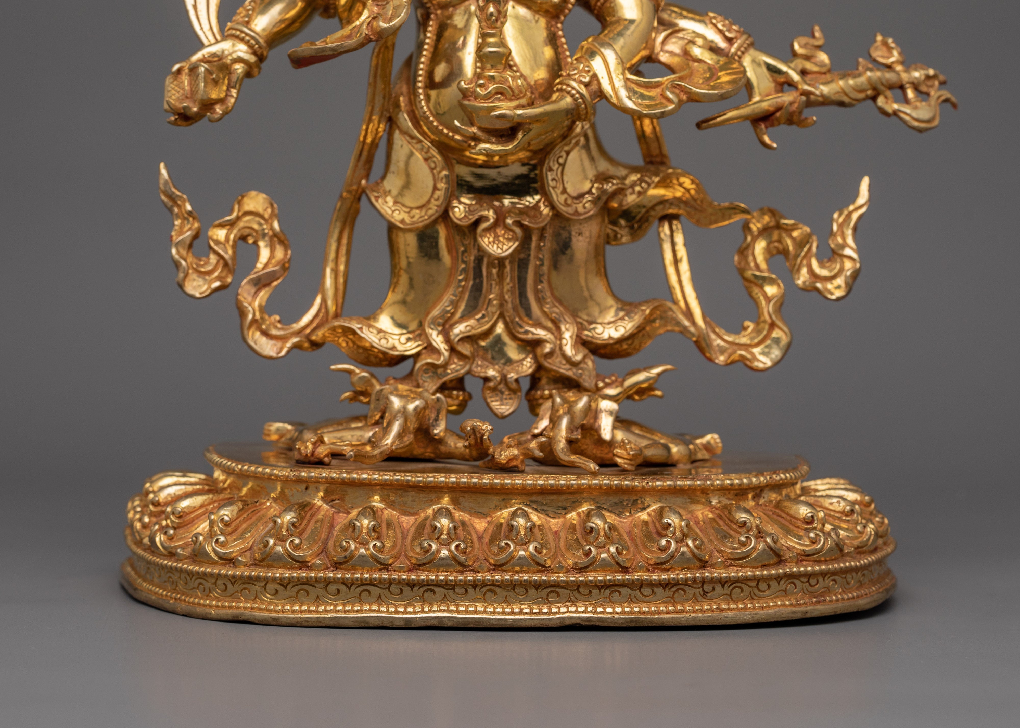 24K Gold Gilded White Mahakala Statue | The Protector of Spiritual Prosperity