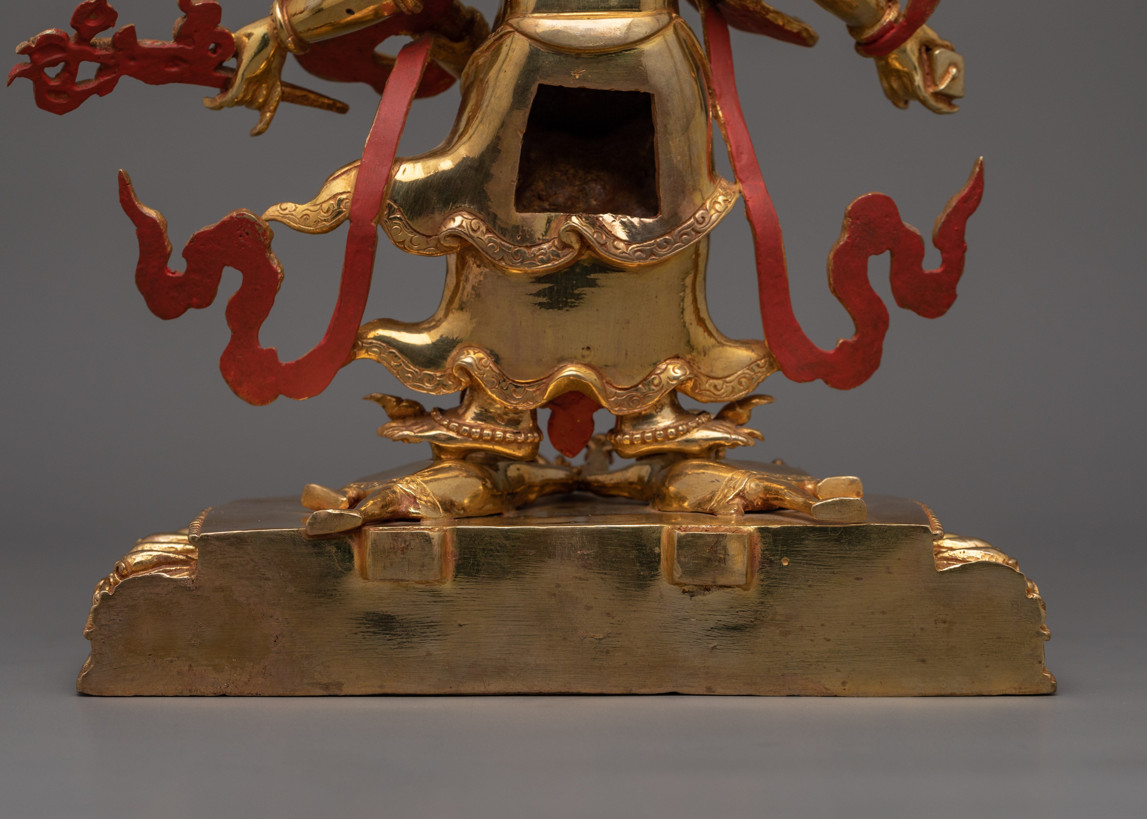 24K Gold Gilded White Mahakala Statue | The Protector of Spiritual Prosperity