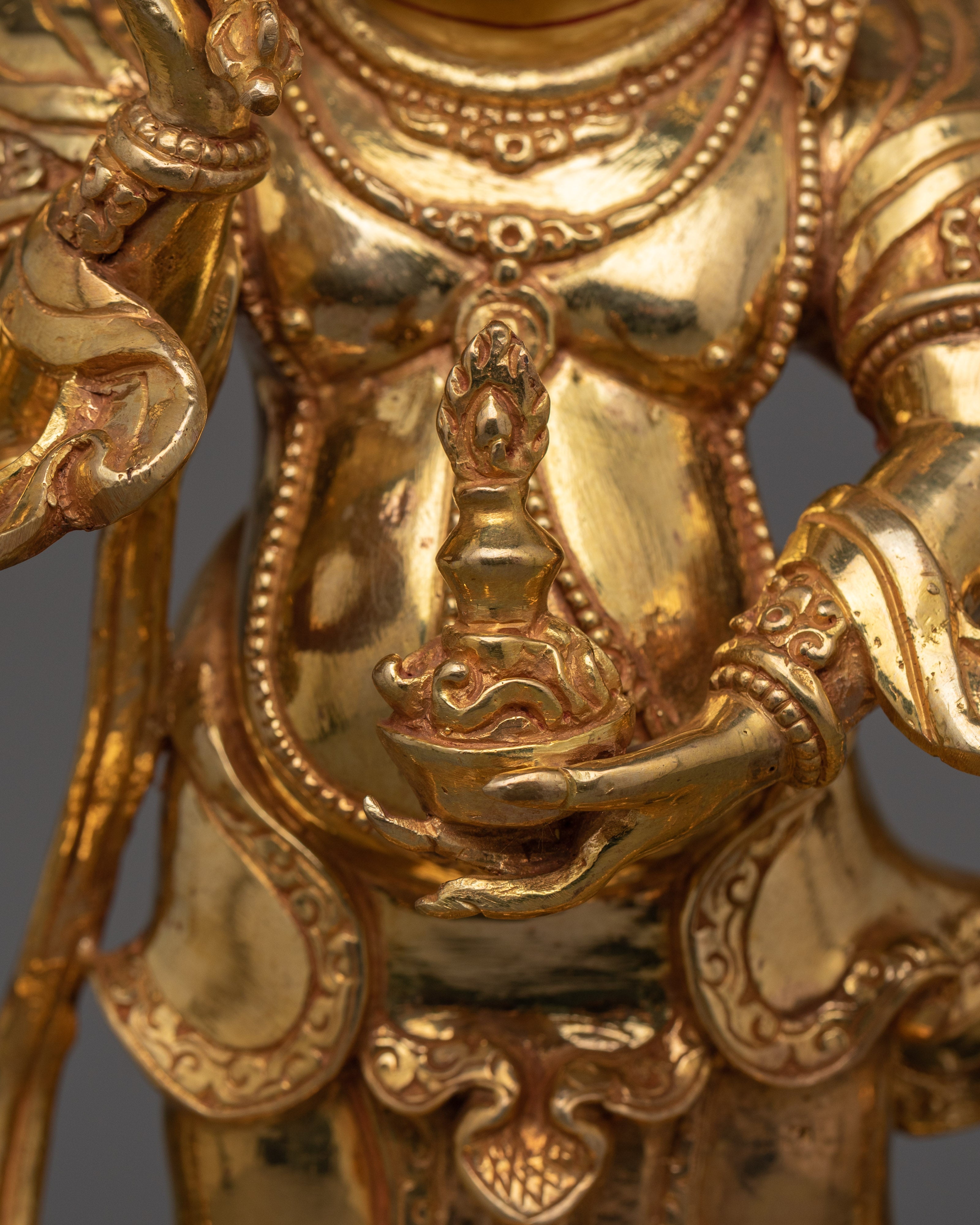 24K Gold Gilded White Mahakala Statue | The Protector of Spiritual Prosperity