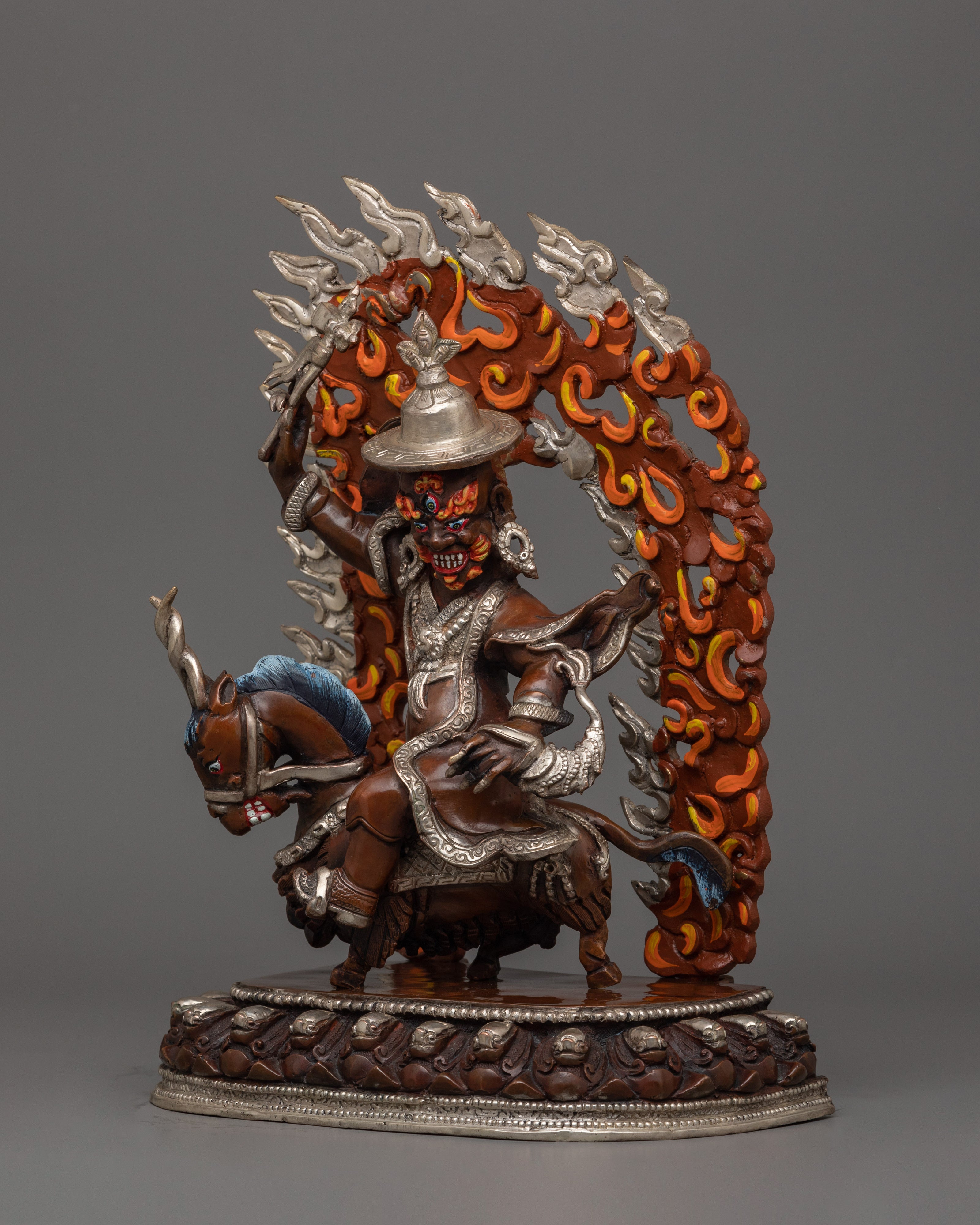 Silver Plated Mahakala Statue | The Fierce Protector of Dharma