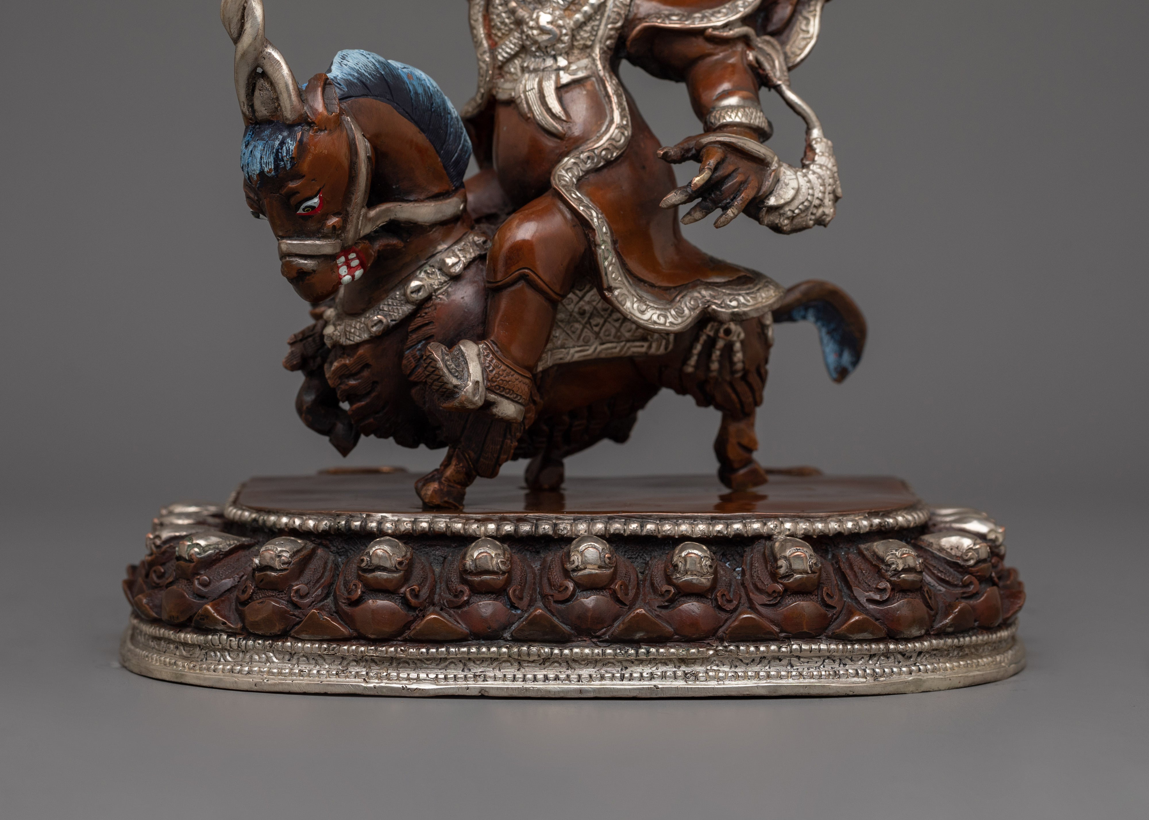 Silver Plated Mahakala Statue | The Fierce Protector of Dharma