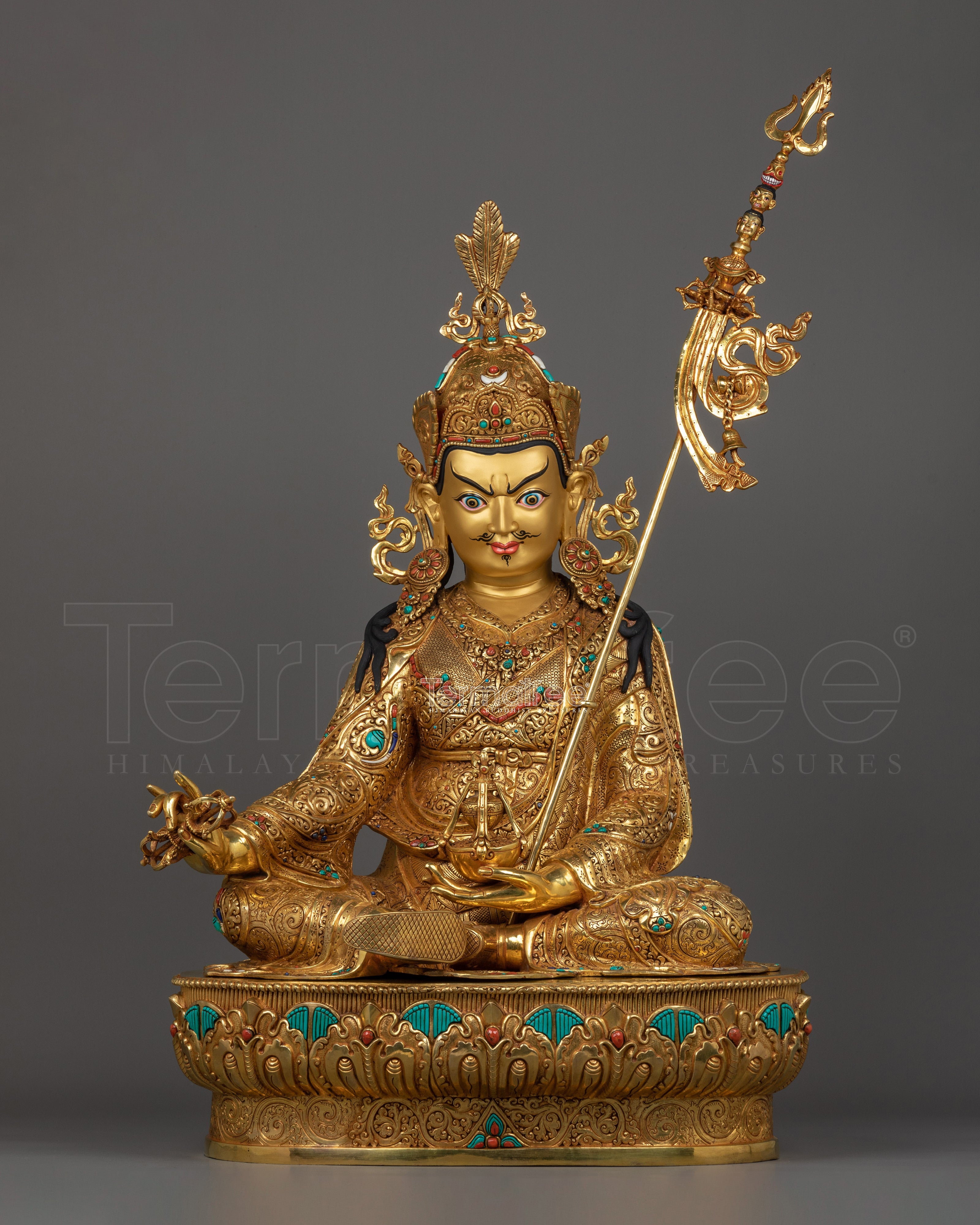 Guru Rinpoche With Beautiful Hand-carverd Gemstones | Also Known as Tantric Master