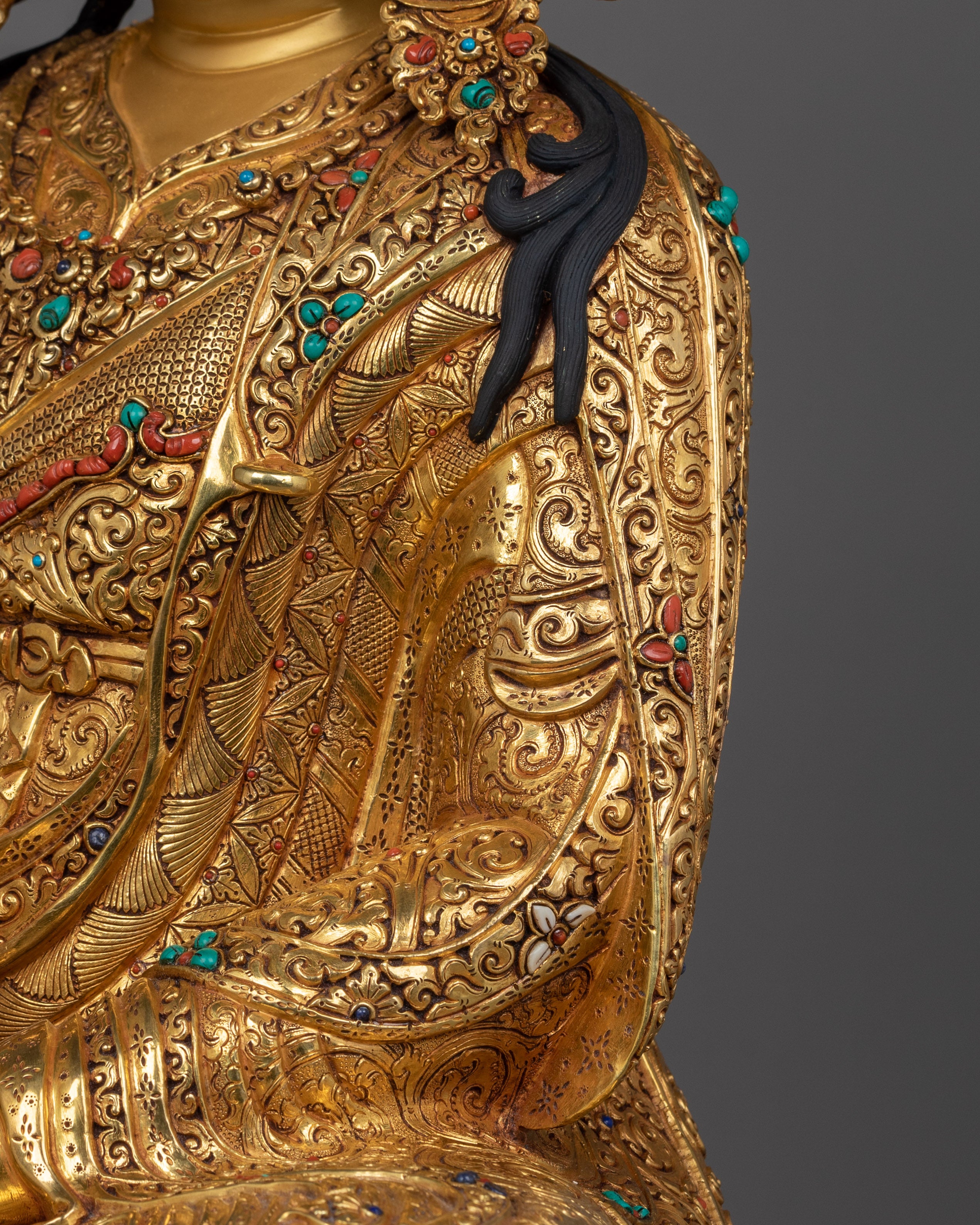 Guru Rinpoche With Beautiful Hand-carverd Gemstones | Also Known as Tantric Master