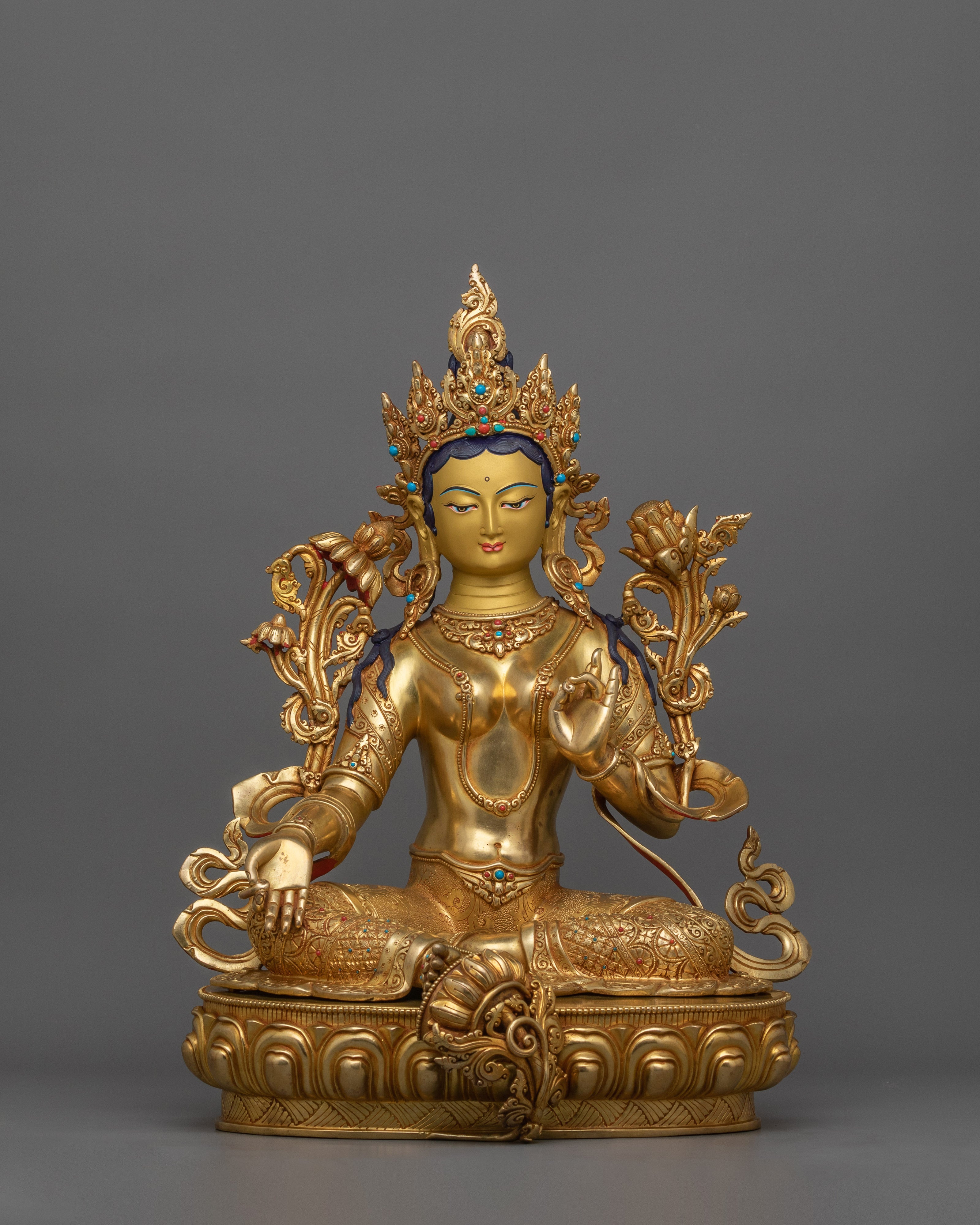 Green Tara with Beautiful Halo Statue | The Compassionate Protector