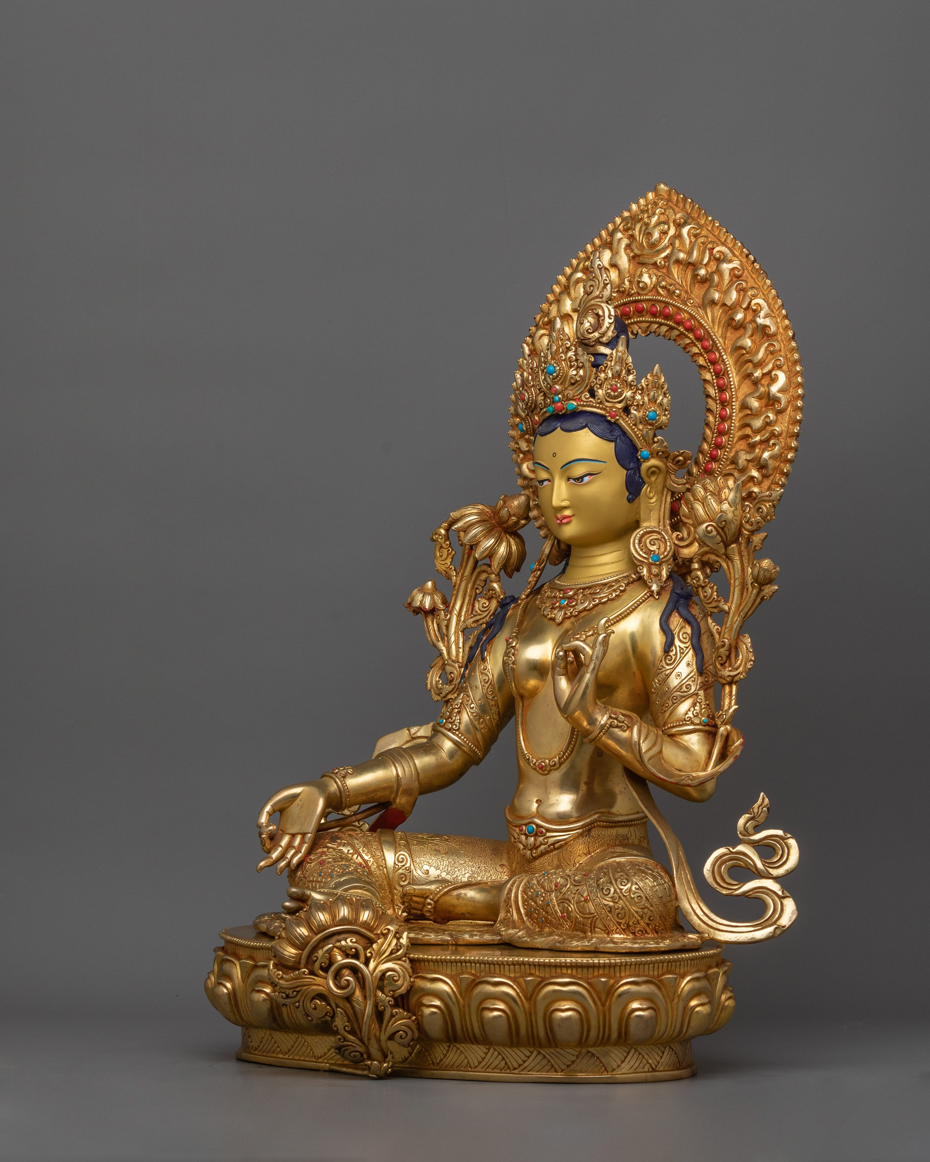 Green Tara with Beautiful Halo Statue | The Compassionate Protector